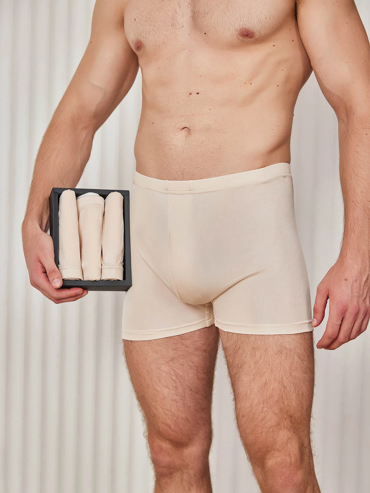 3Pcs Pure Silk Open Front Boxer Briefs for Men - Image 10