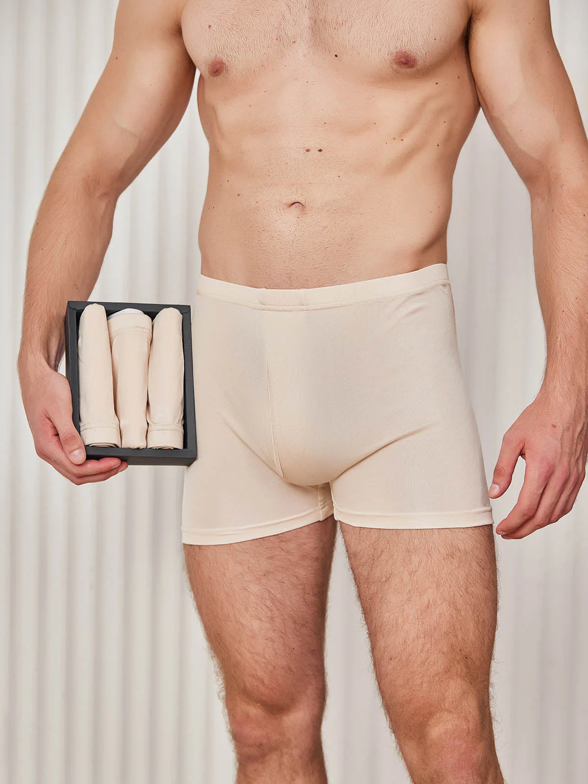 3Pcs Pure Silk Open Front Boxer Briefs for Men - Image 12