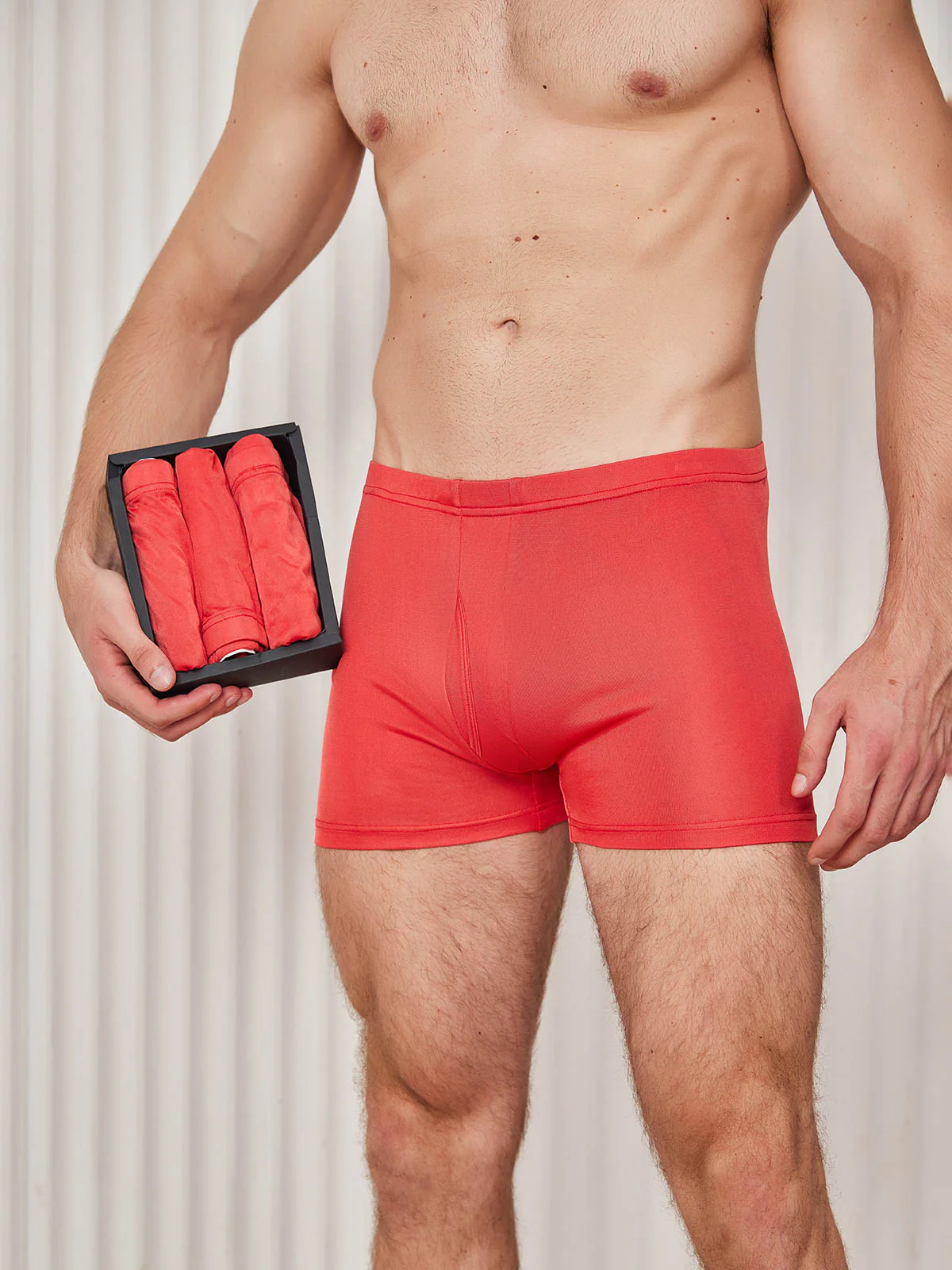 3Pcs Pure Silk Open Front Boxer Briefs for Men - Image 14