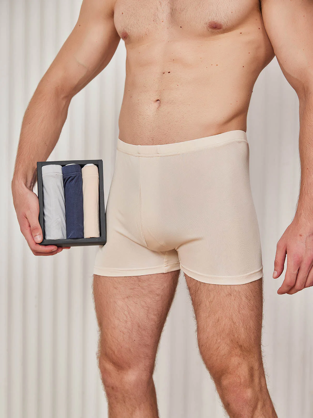 3Pcs Pure Silk Open Front Boxer Briefs for Men - Image 18