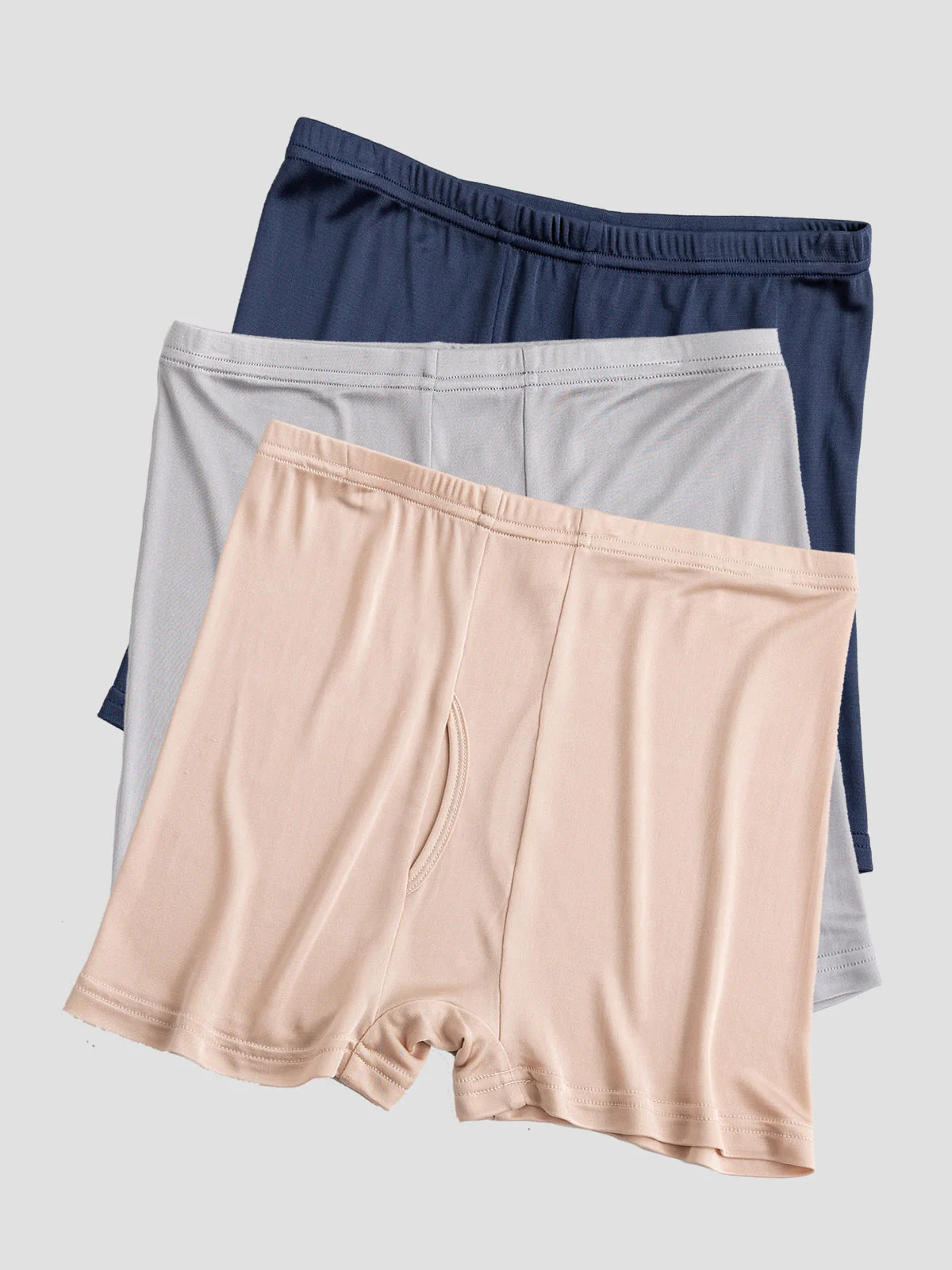3Pcs Pure Silk Open Front Boxer Briefs for Men - Image 20