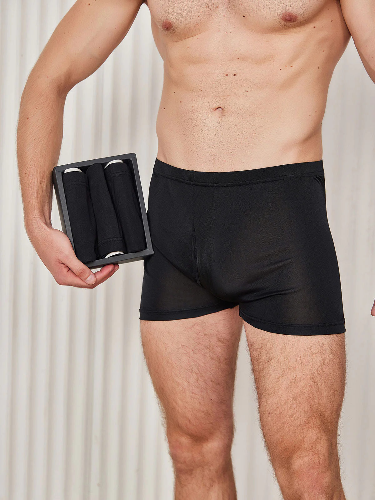 3Pcs Pure Silk Open Front Boxer Briefs for Men - Image 7
