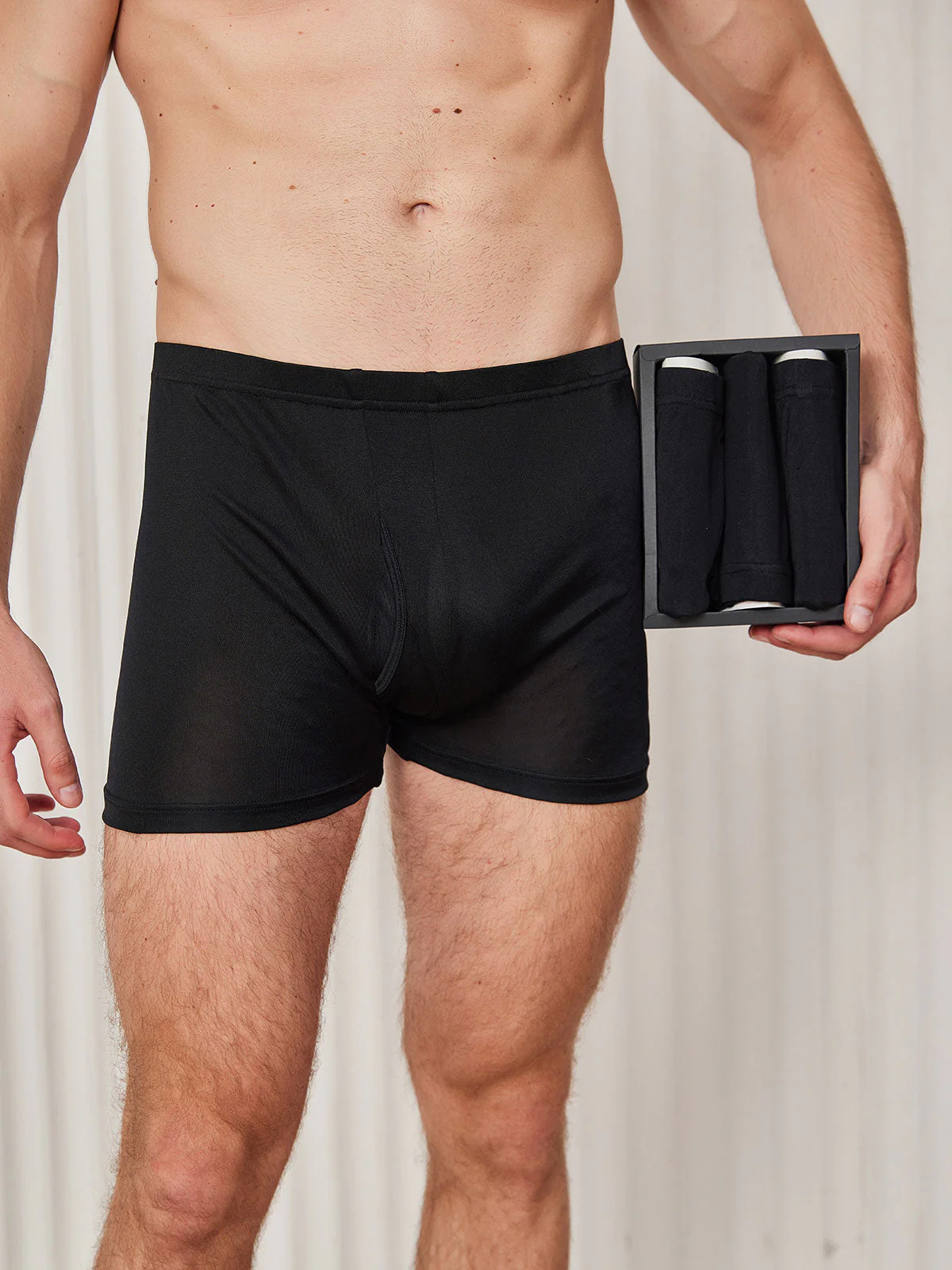 3Pcs Pure Silk Open Front Boxer Briefs for Men - Image 9