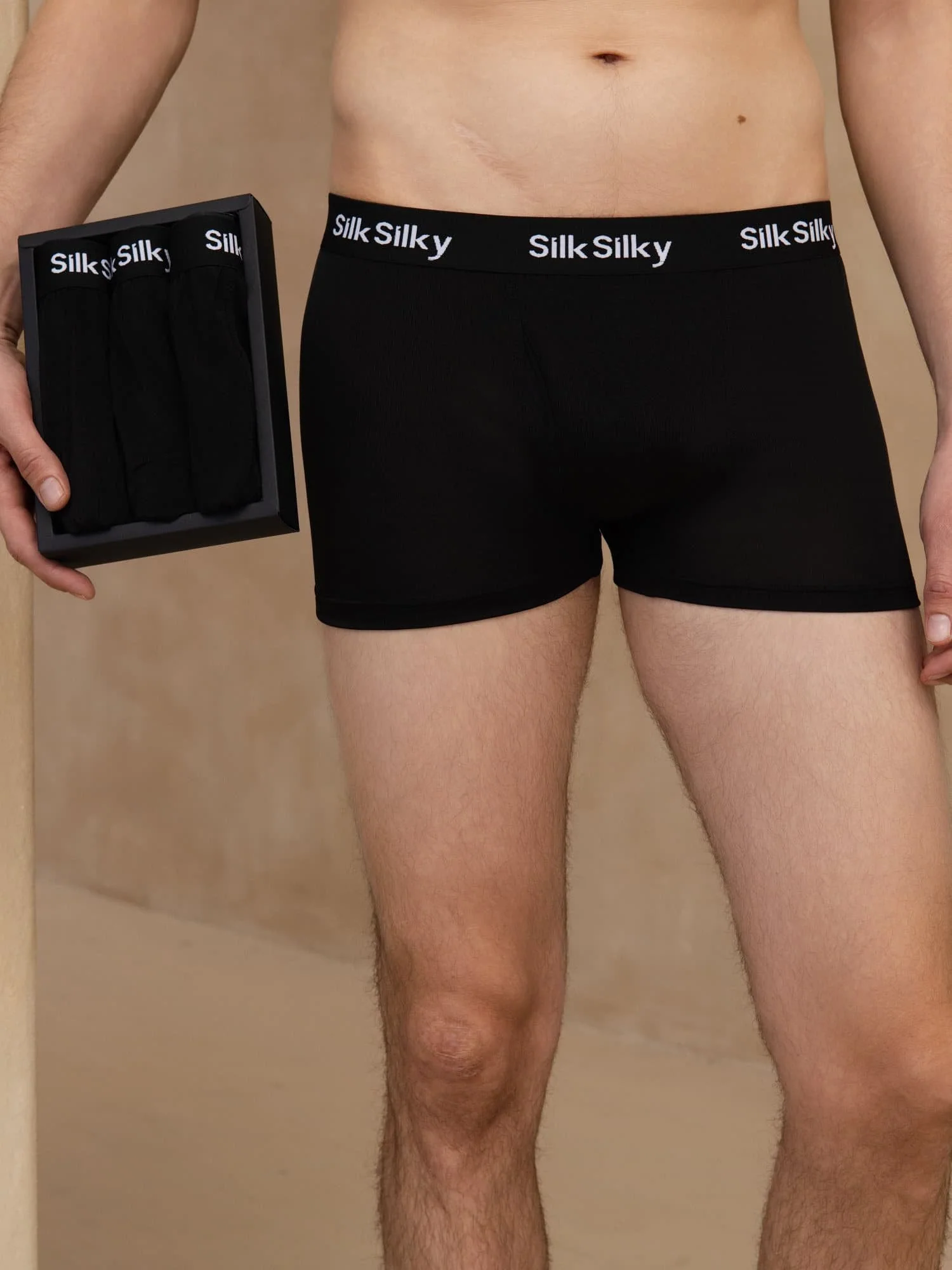 3Pcs Pure Silk Men's Comfort Breathable Boxer Brief Underwear - Image 6