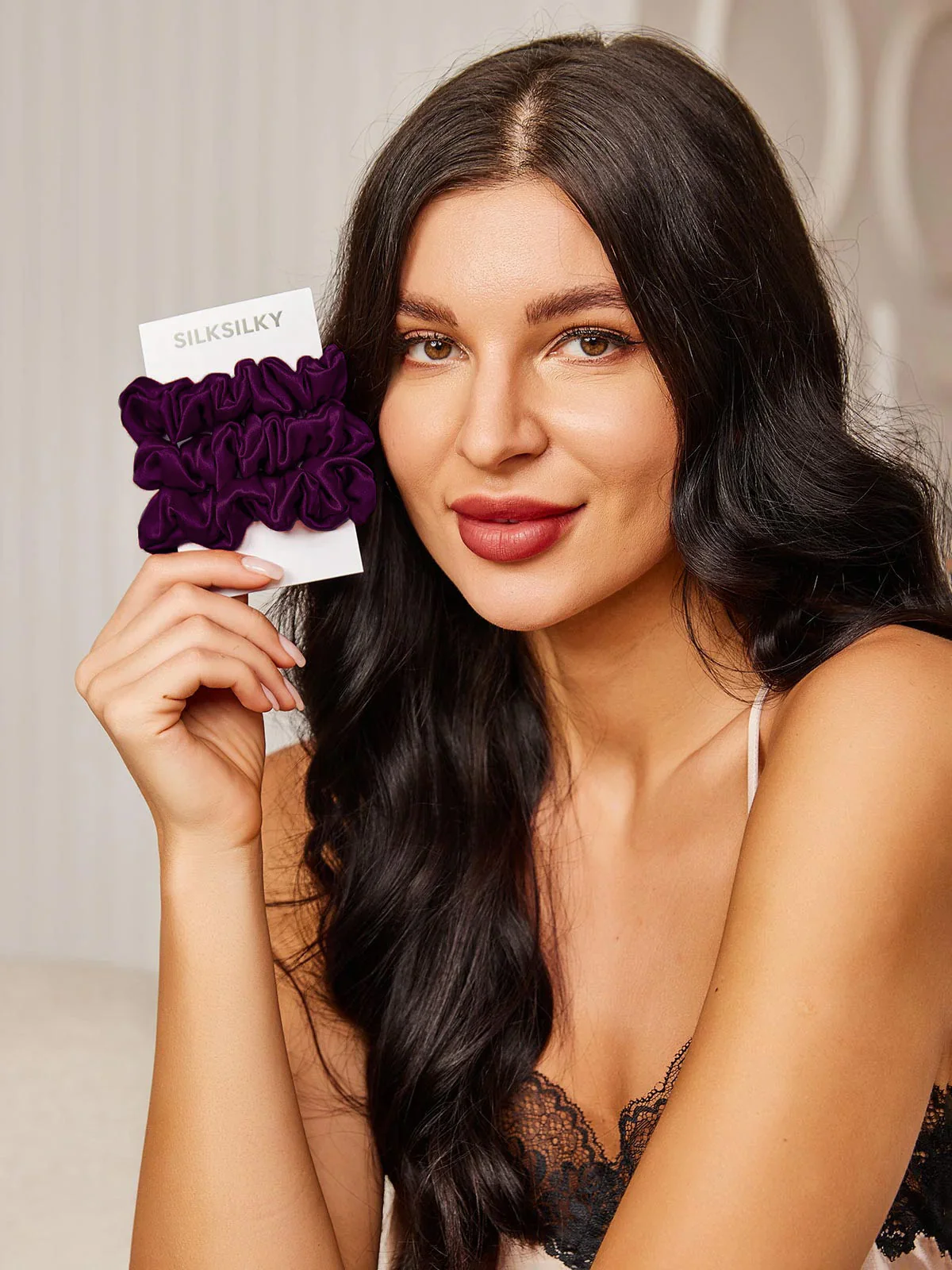3Pcs Bundle Pure Silk Classic Hair Scrunchies - 2cm - Image 54