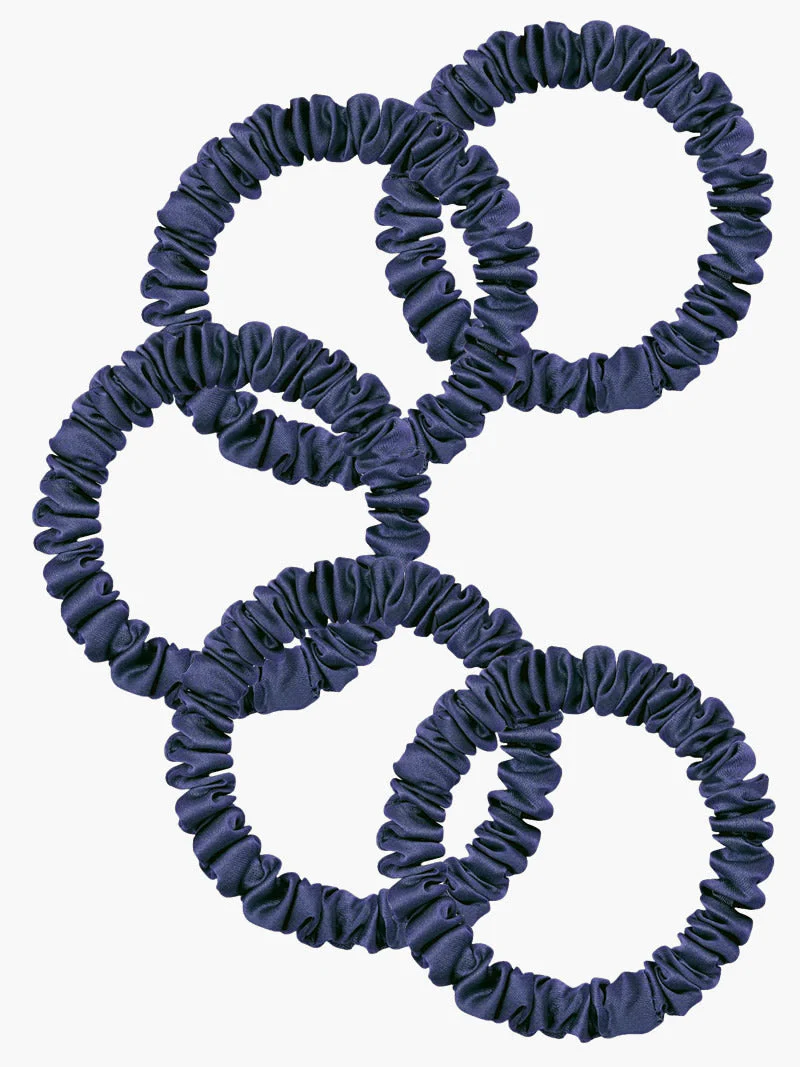 5Pcs Bundle Pure Silk Skinny Hair Scrunchies - 1cm - Image 20