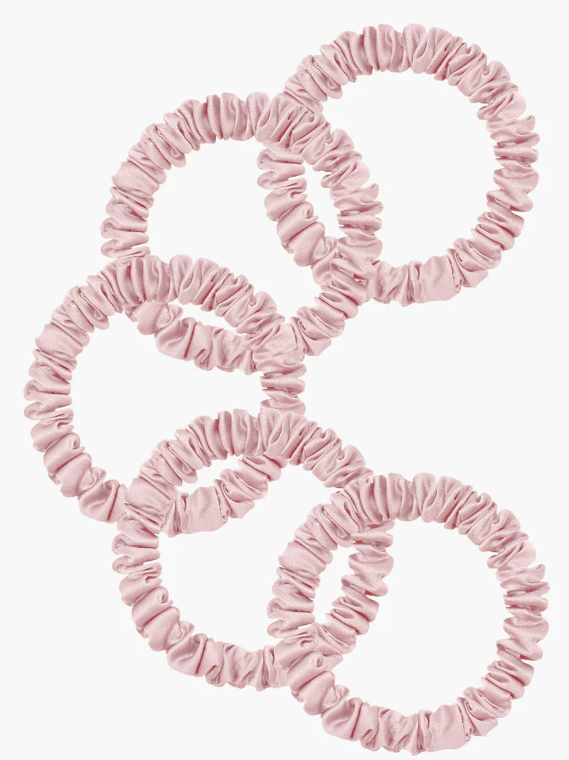5Pcs Bundle Pure Silk Skinny Hair Scrunchies - 1cm - Image 36