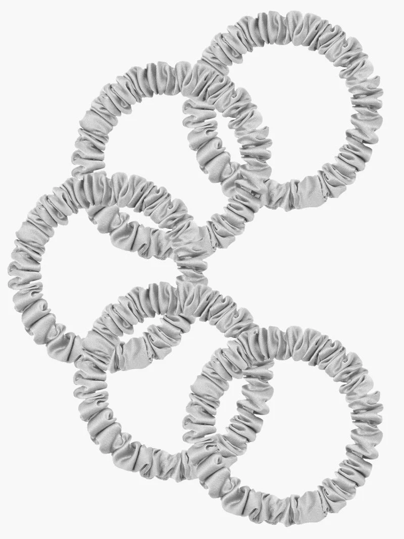 5Pcs Bundle Pure Silk Skinny Hair Scrunchies - 1cm - Image 39