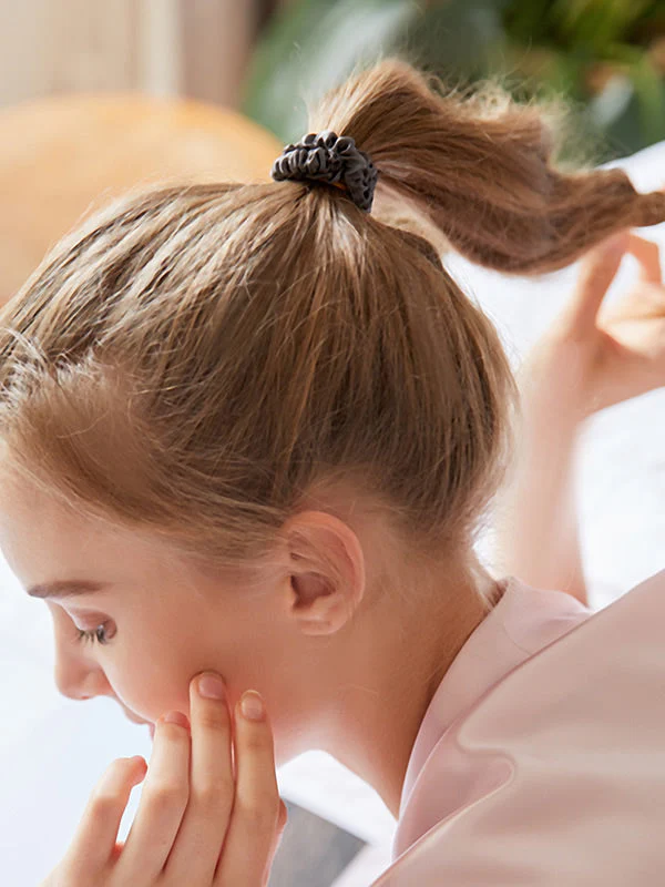 5Pcs Bundle Pure Silk Skinny Hair Scrunchies - 1cm - Image 8