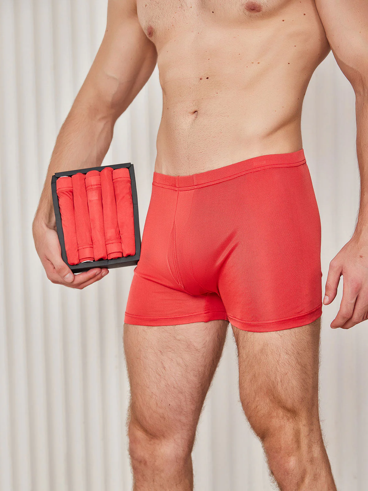 5Pcs Pure Silk Men‘s Boxer Briefs with Fly Opening - Image 11