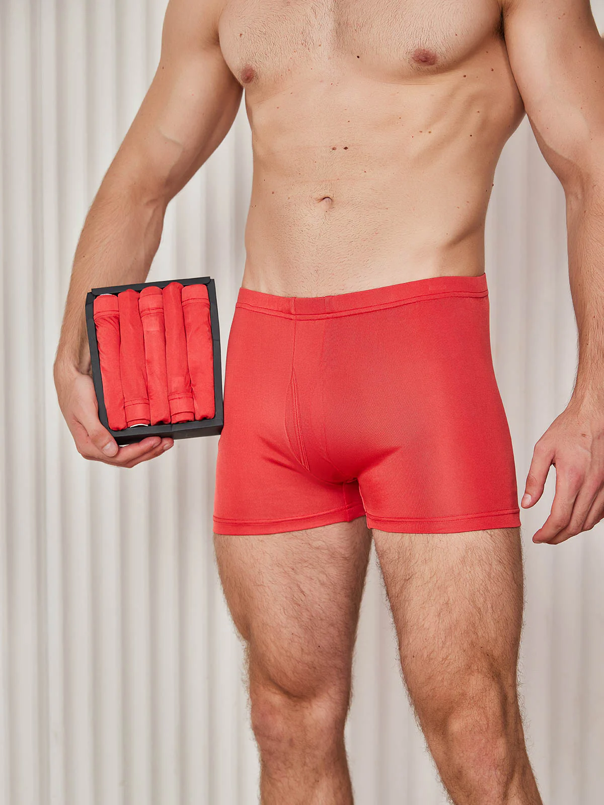 5Pcs Pure Silk Men‘s Boxer Briefs with Fly Opening - Image 13