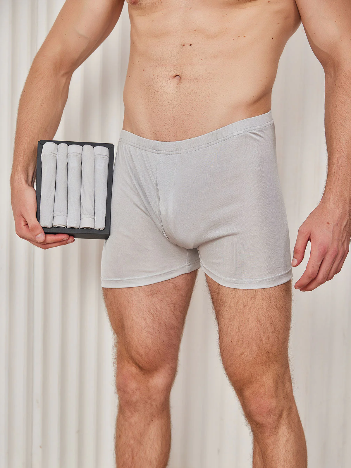 5Pcs Pure Silk Men‘s Boxer Briefs with Fly Opening - Image 15