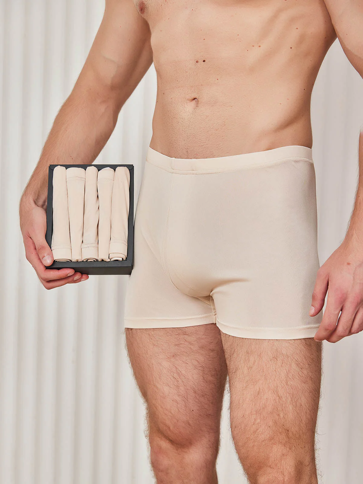 5Pcs Pure Silk Men‘s Boxer Briefs with Fly Opening - Image 7