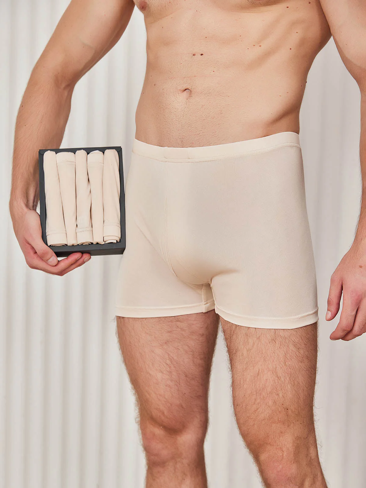 5Pcs Pure Silk Men‘s Boxer Briefs with Fly Opening - Image 9