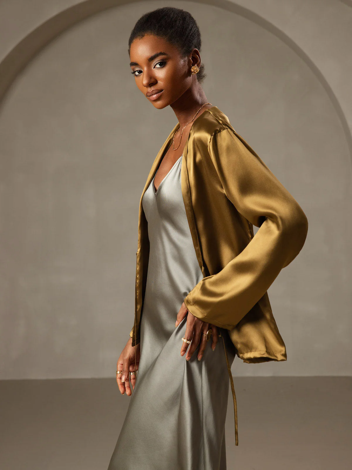 Pure Silk Spaghetti Strap V-neck Midi Nightdress - Image 34