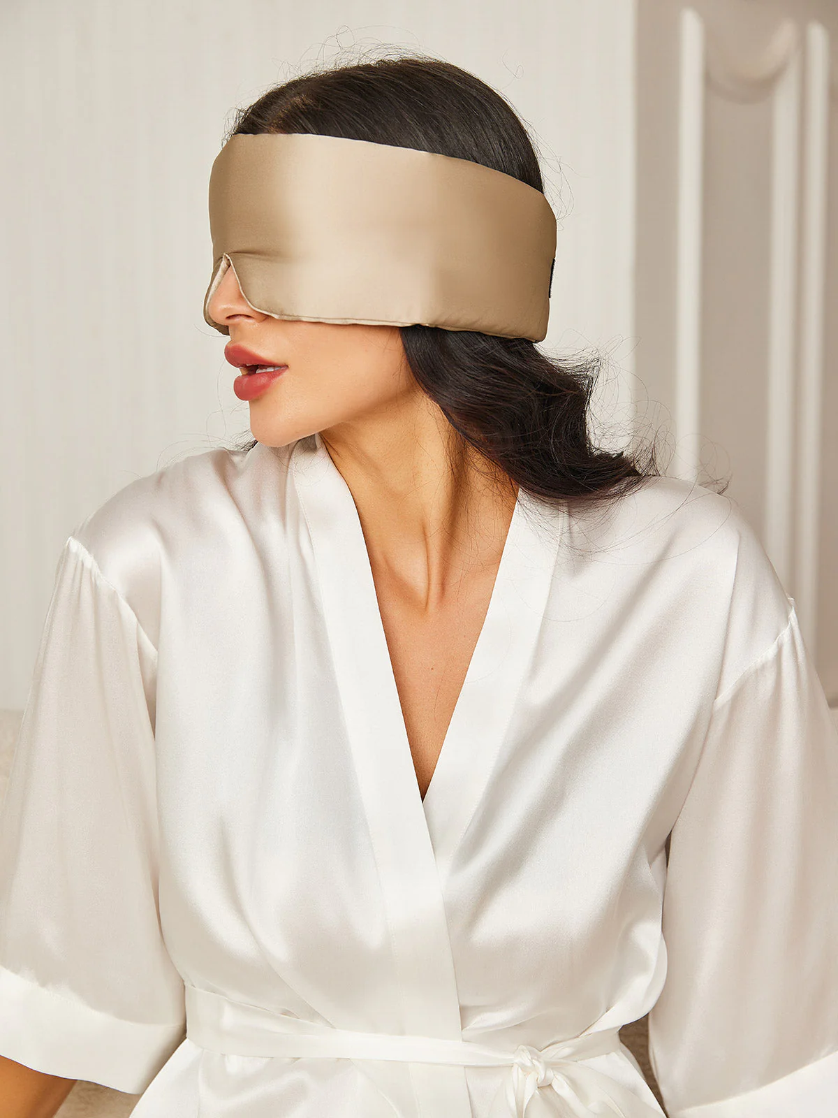 Adjustable Velcro Wrap-Around Silk Sleep Eye Mask - Image 39