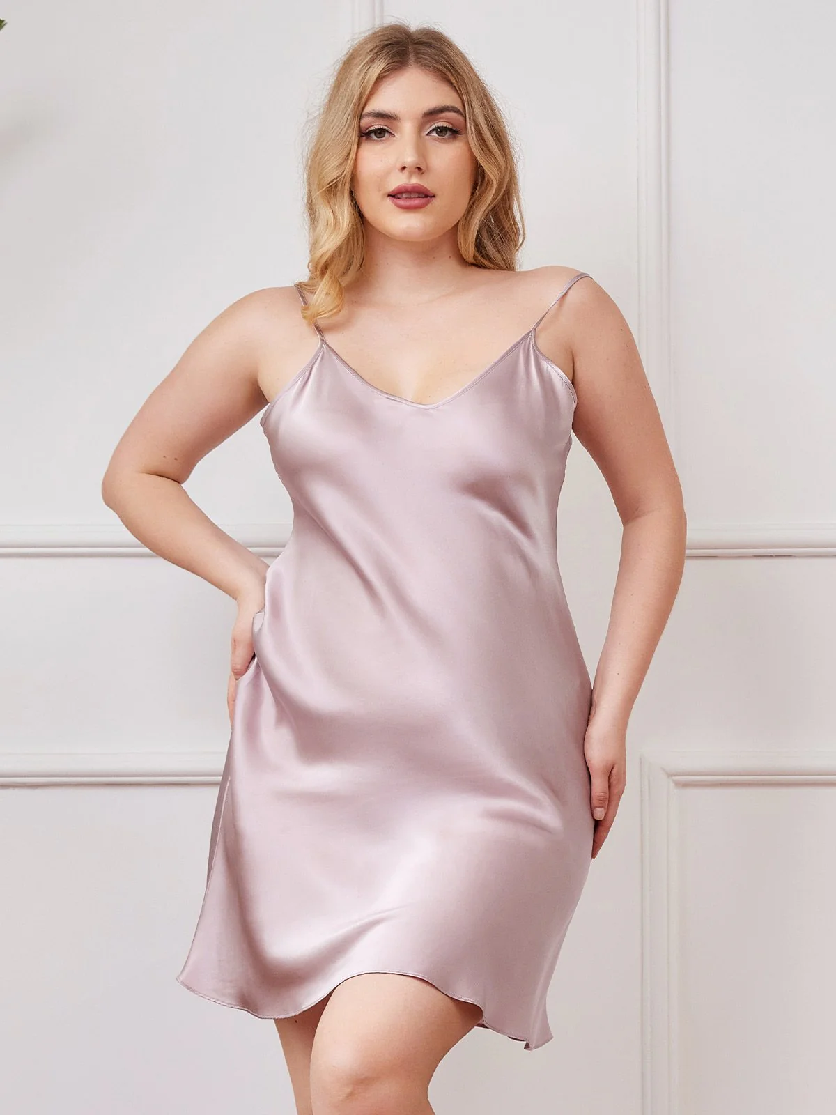 Plus Size Pure Silk Sexy Chemise Slip Nightdress - Image 12