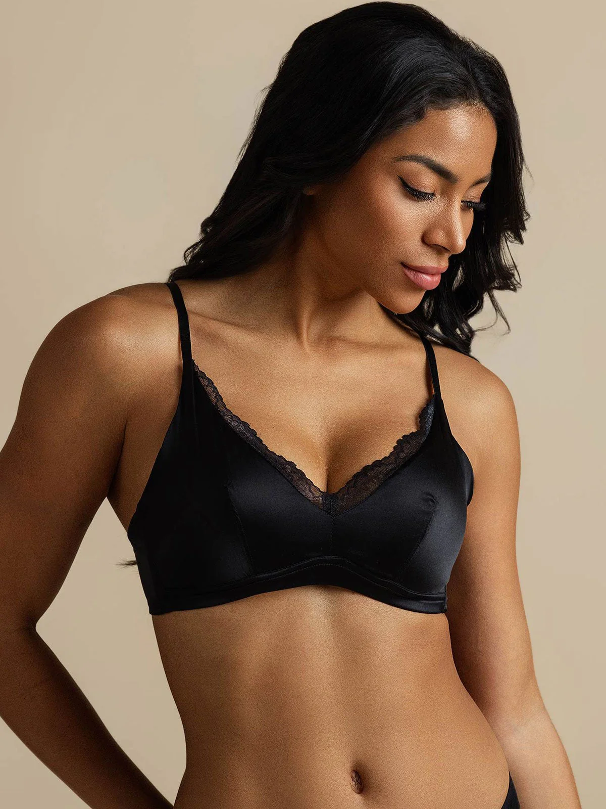 Pure Silk Classic Lace Trim Wireless Bra - Image 11
