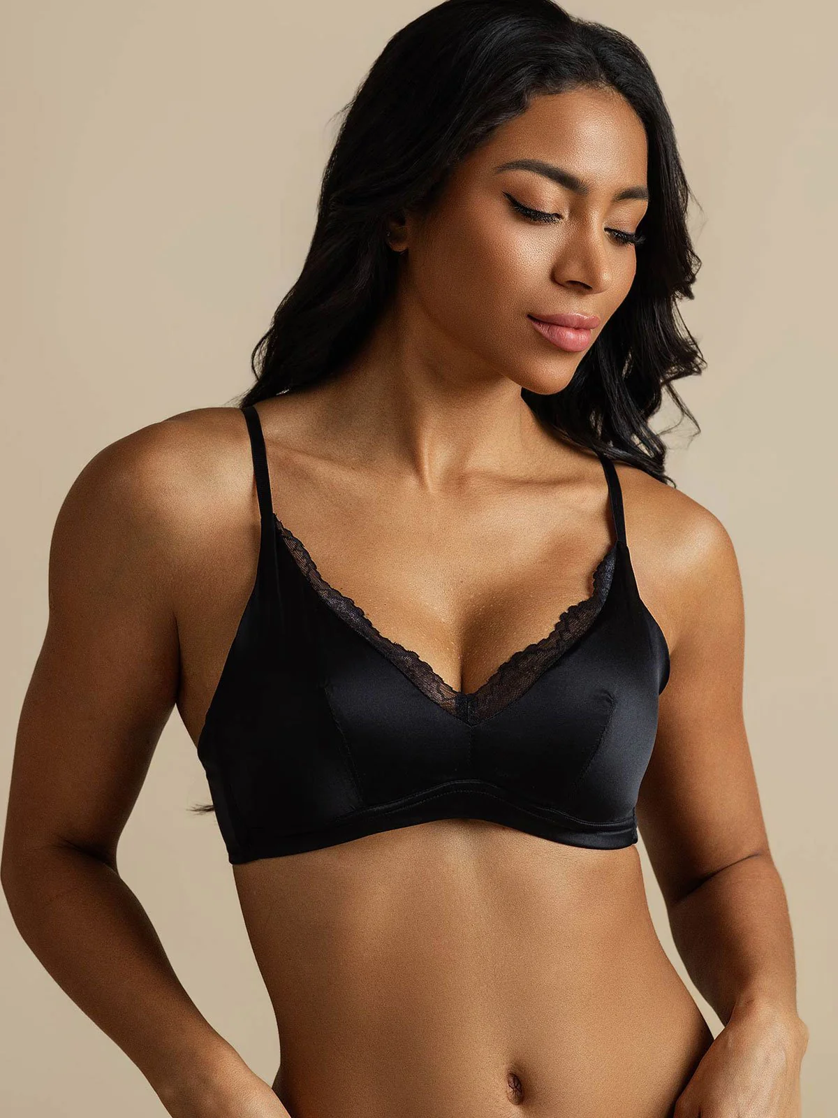 Pure Silk Classic Lace Trim Wireless Bra - Image 14