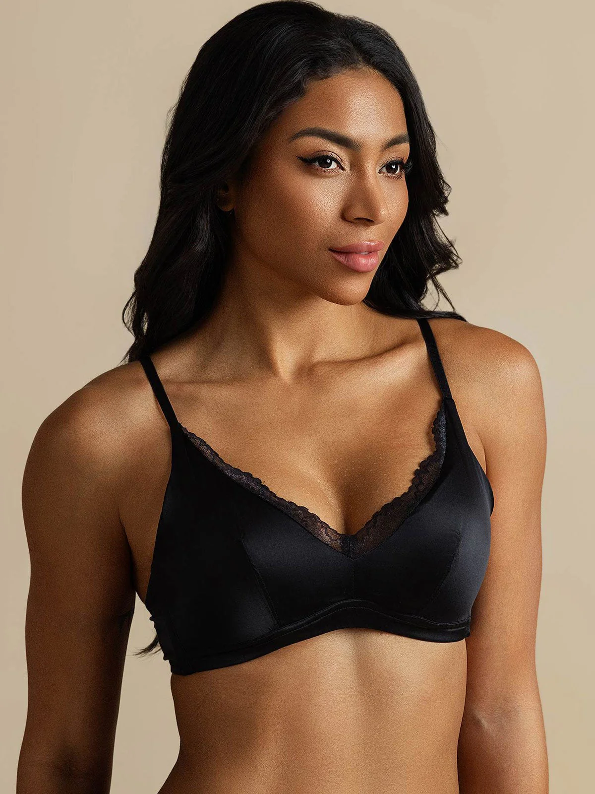 Pure Silk Classic Lace Trim Wireless Bra - Image 15