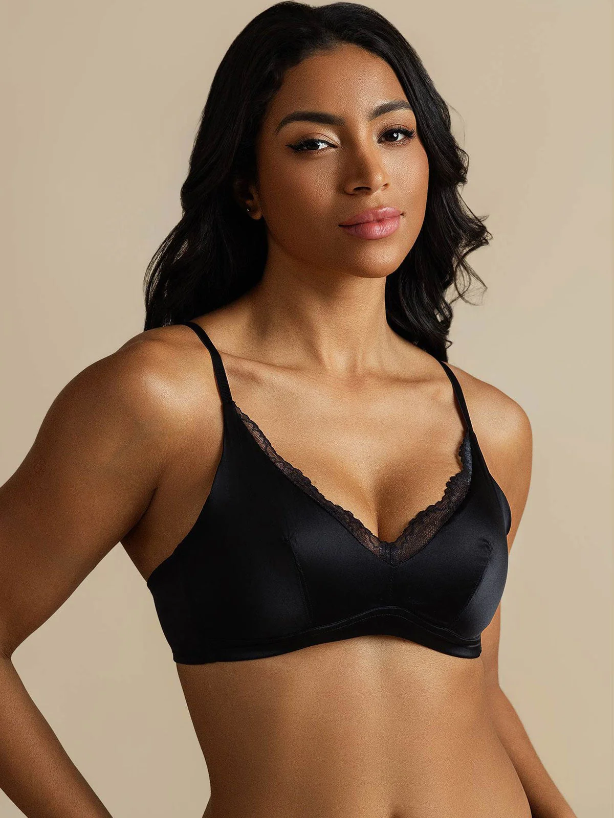 Pure Silk Classic Lace Trim Wireless Bra - Image 16