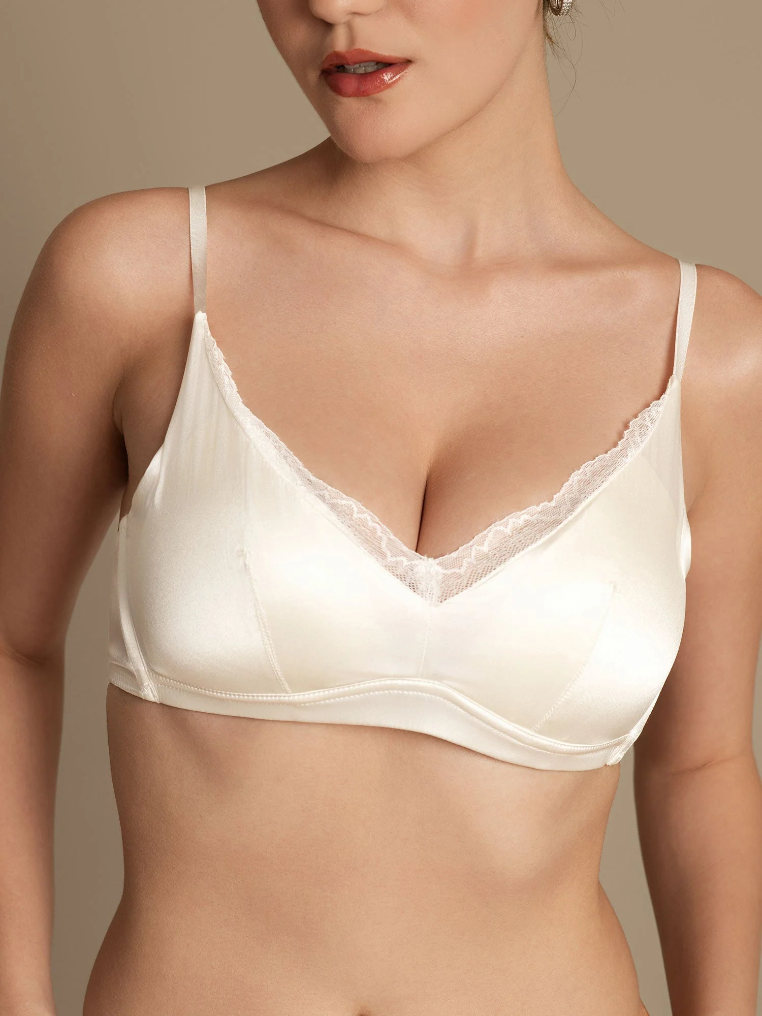 Pure Silk Classic Lace Trim Wireless Bra - Image 17