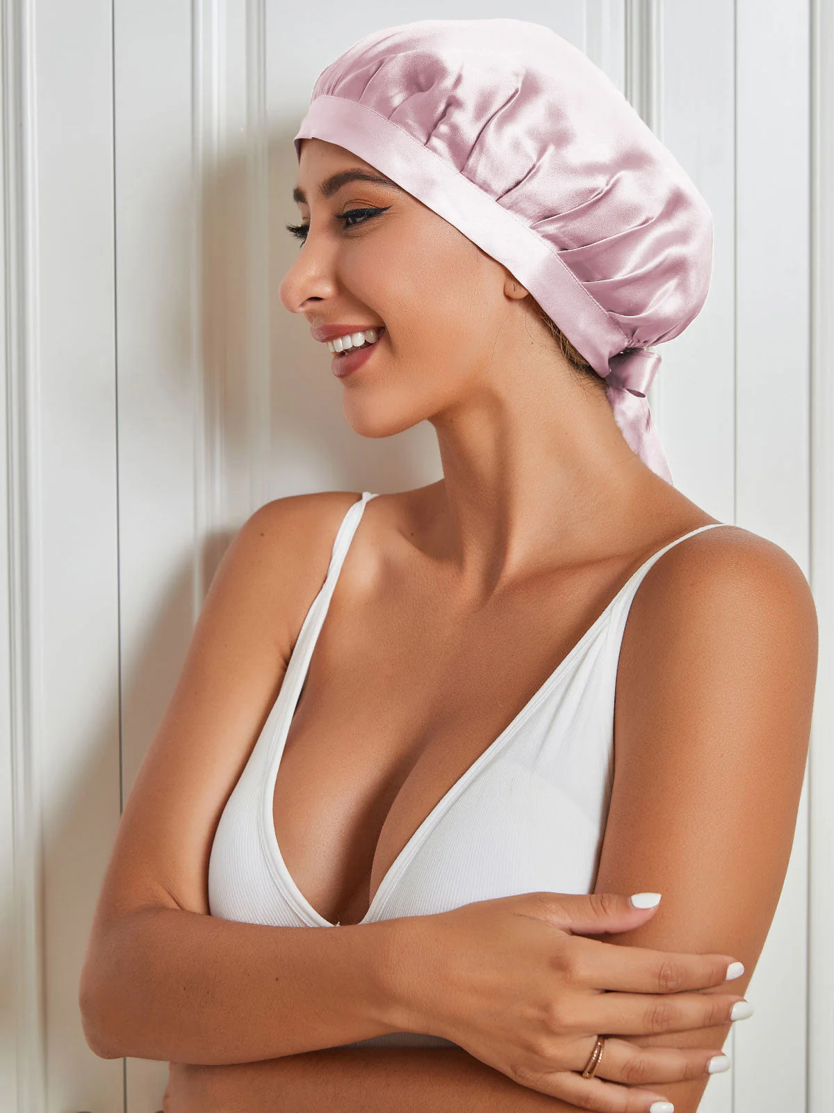 Pure Silk Classic Bonnet with Ribbons - Image 14