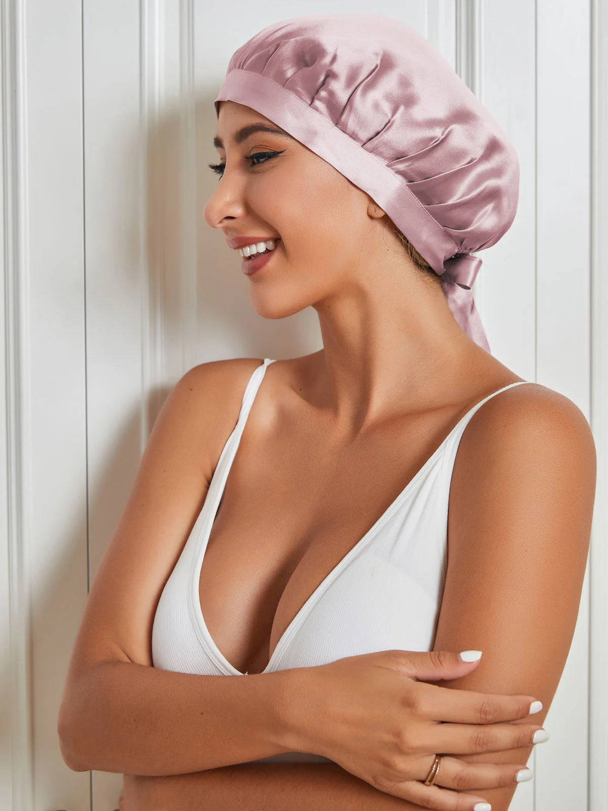 Pure Silk Classic Bonnet with Ribbons - Image 26