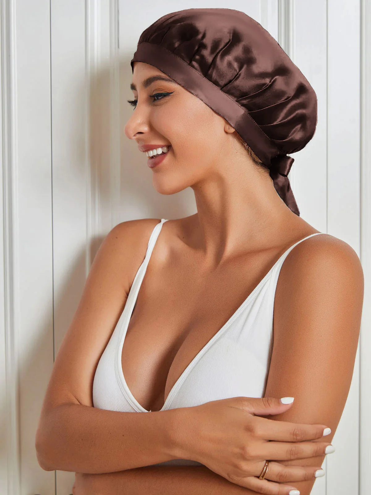 Pure Silk Classic Bonnet with Ribbons - Image 6