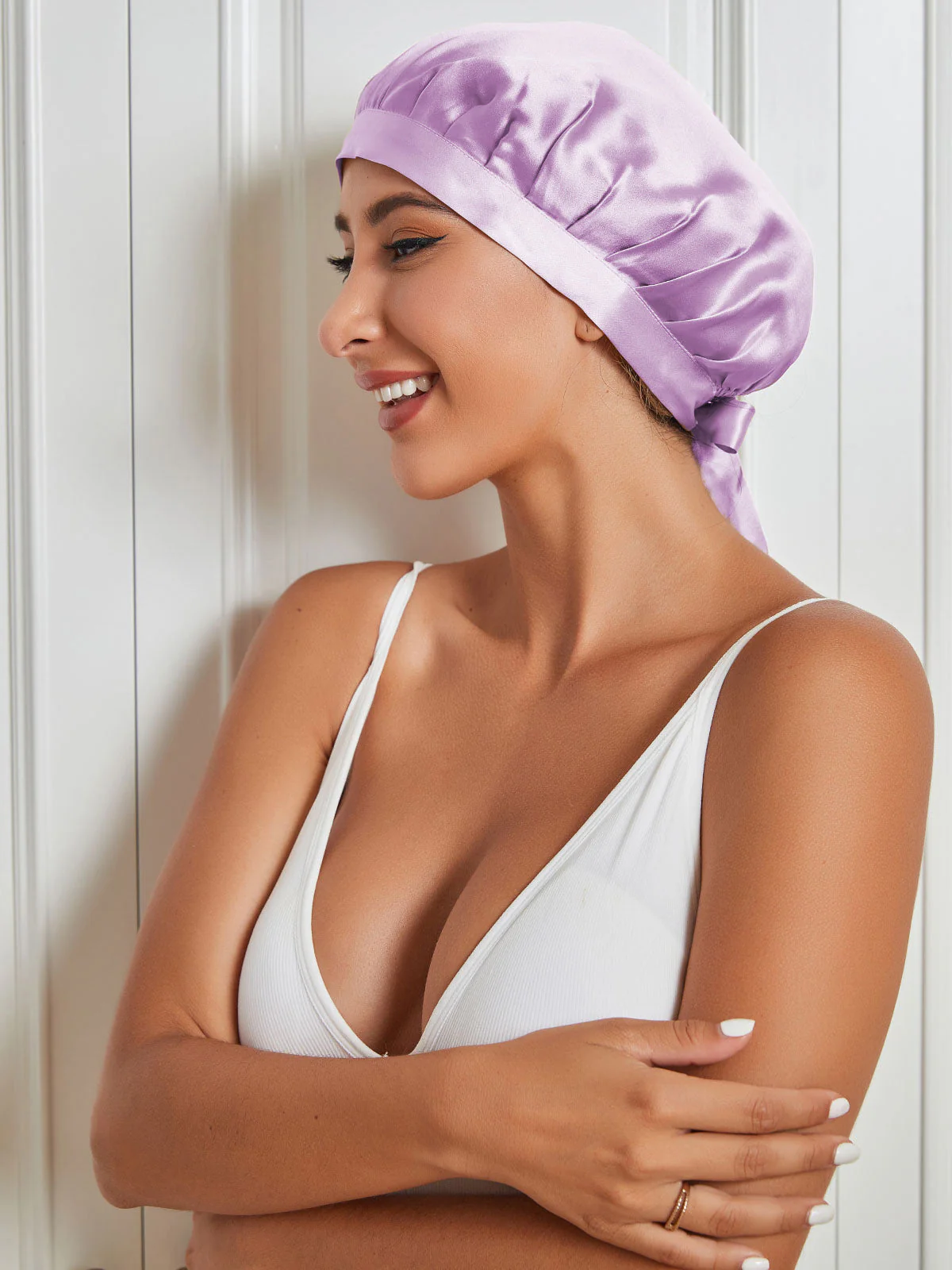 Pure Silk Classic Bonnet with Ribbons - Image 67