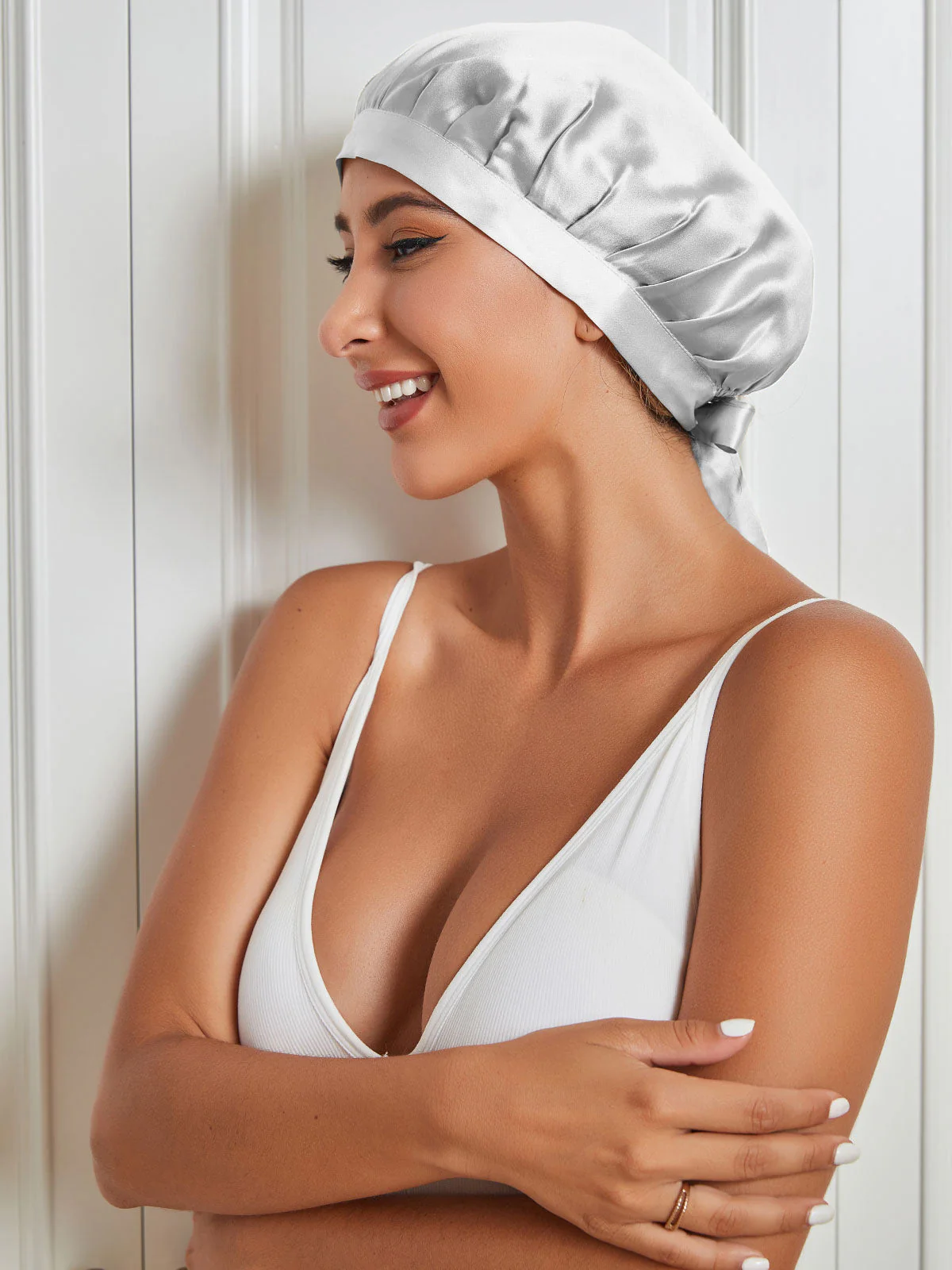 Pure Silk Classic Bonnet with Ribbons - Image 74