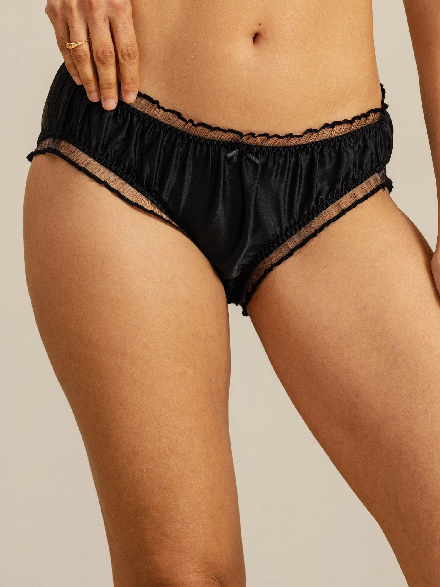Pure Silk Comfort Ruffle Sheer Trim Panty - Image 3