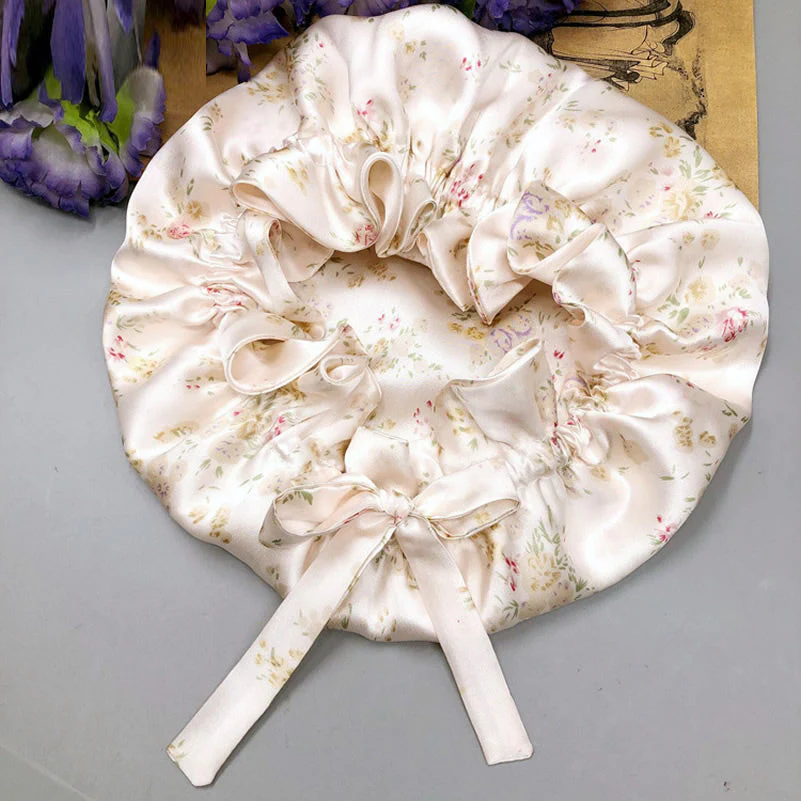 Pure Silk Double Layer Bonnet with Ribbon - Image 16