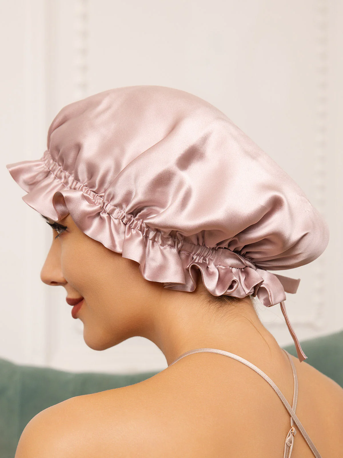 Pure Silk Double Layer Bonnet with Ribbon - Image 19