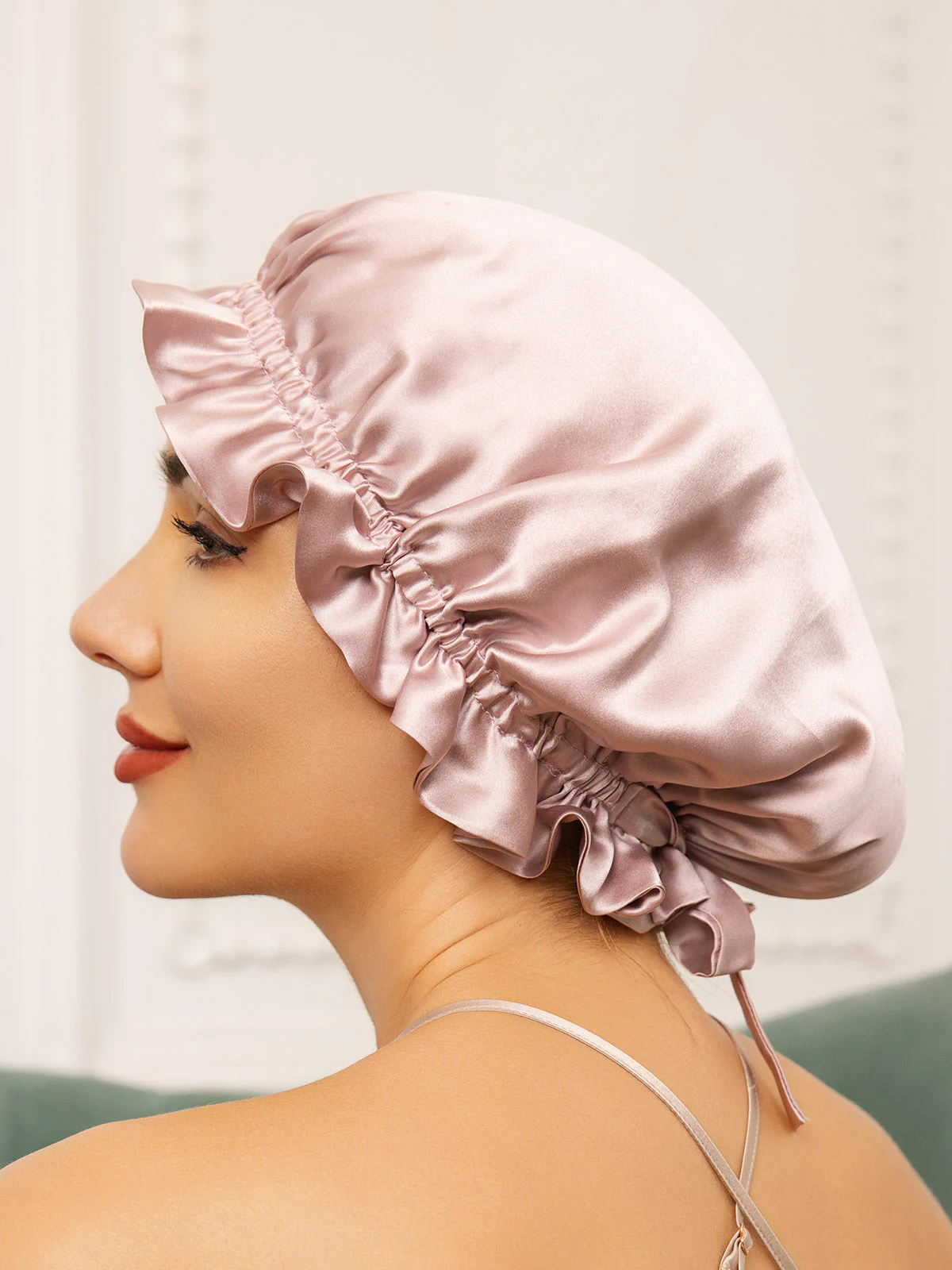 Pure Silk Double Layer Bonnet with Ribbon - Image 20