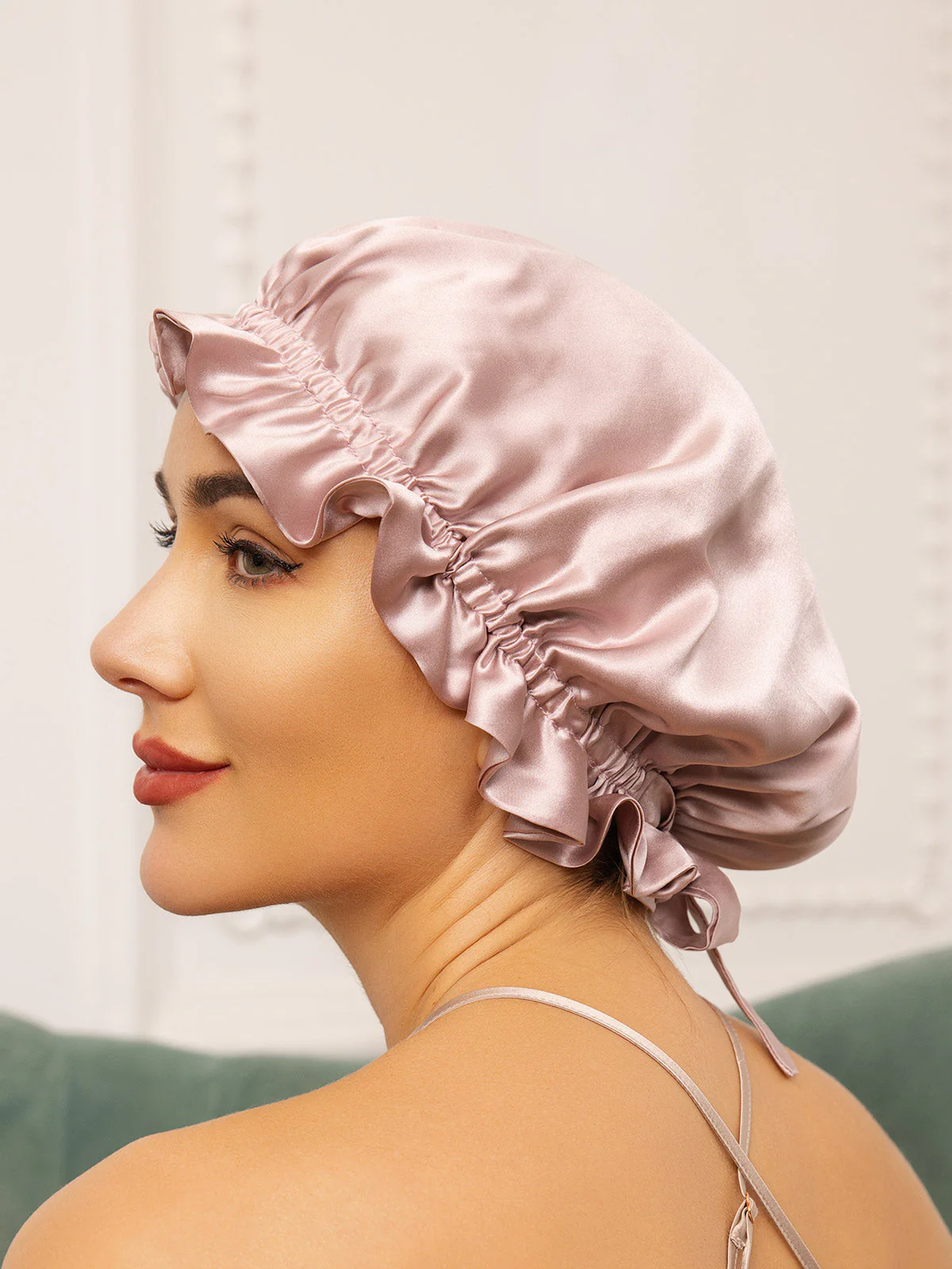 Pure Silk Double Layer Bonnet with Ribbon - Image 21