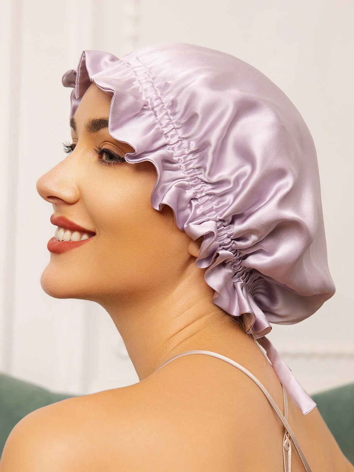 Pure Silk Double Layer Bonnet with Ribbon - Image 26