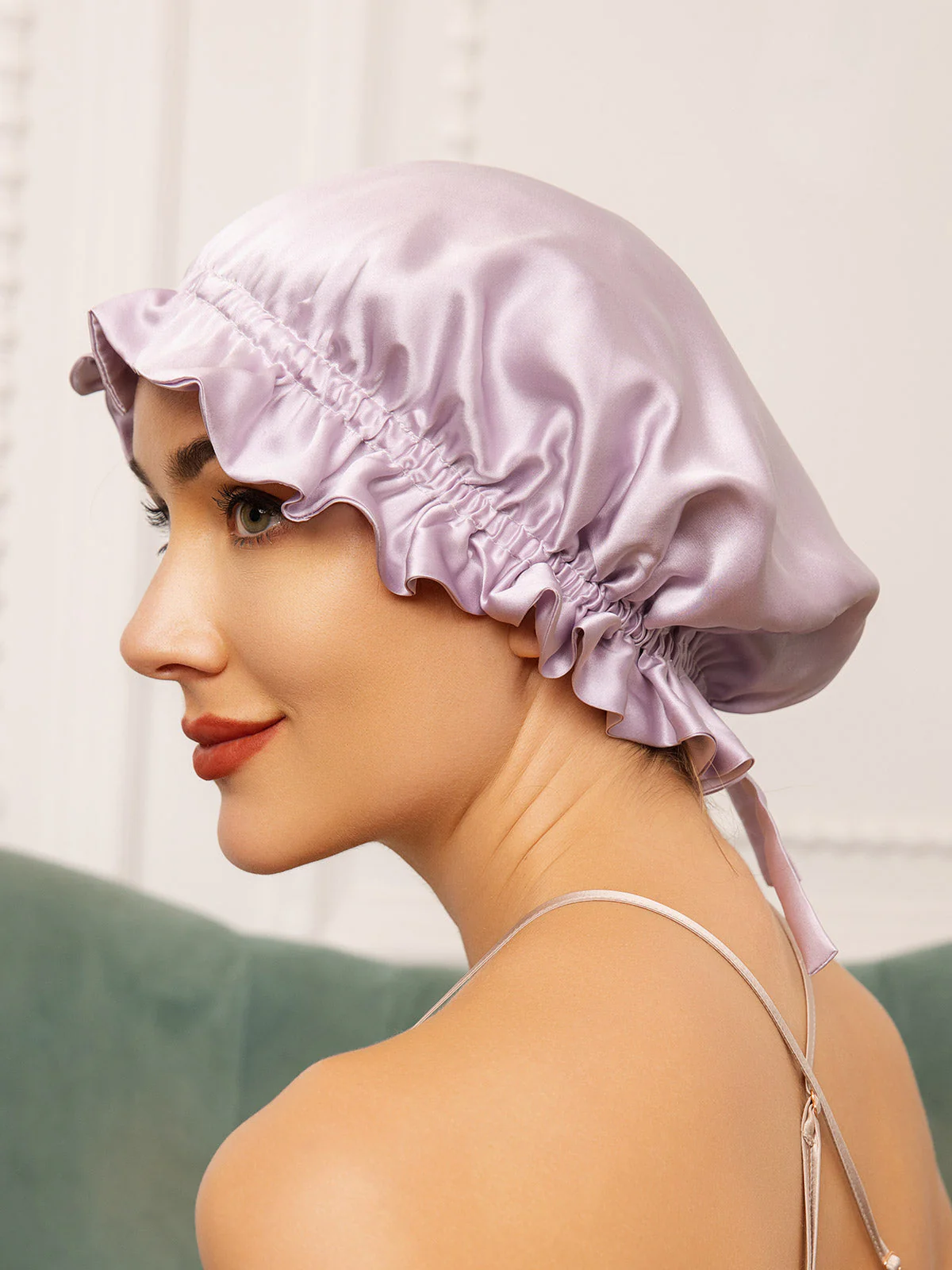 Pure Silk Double Layer Bonnet with Ribbon - Image 27
