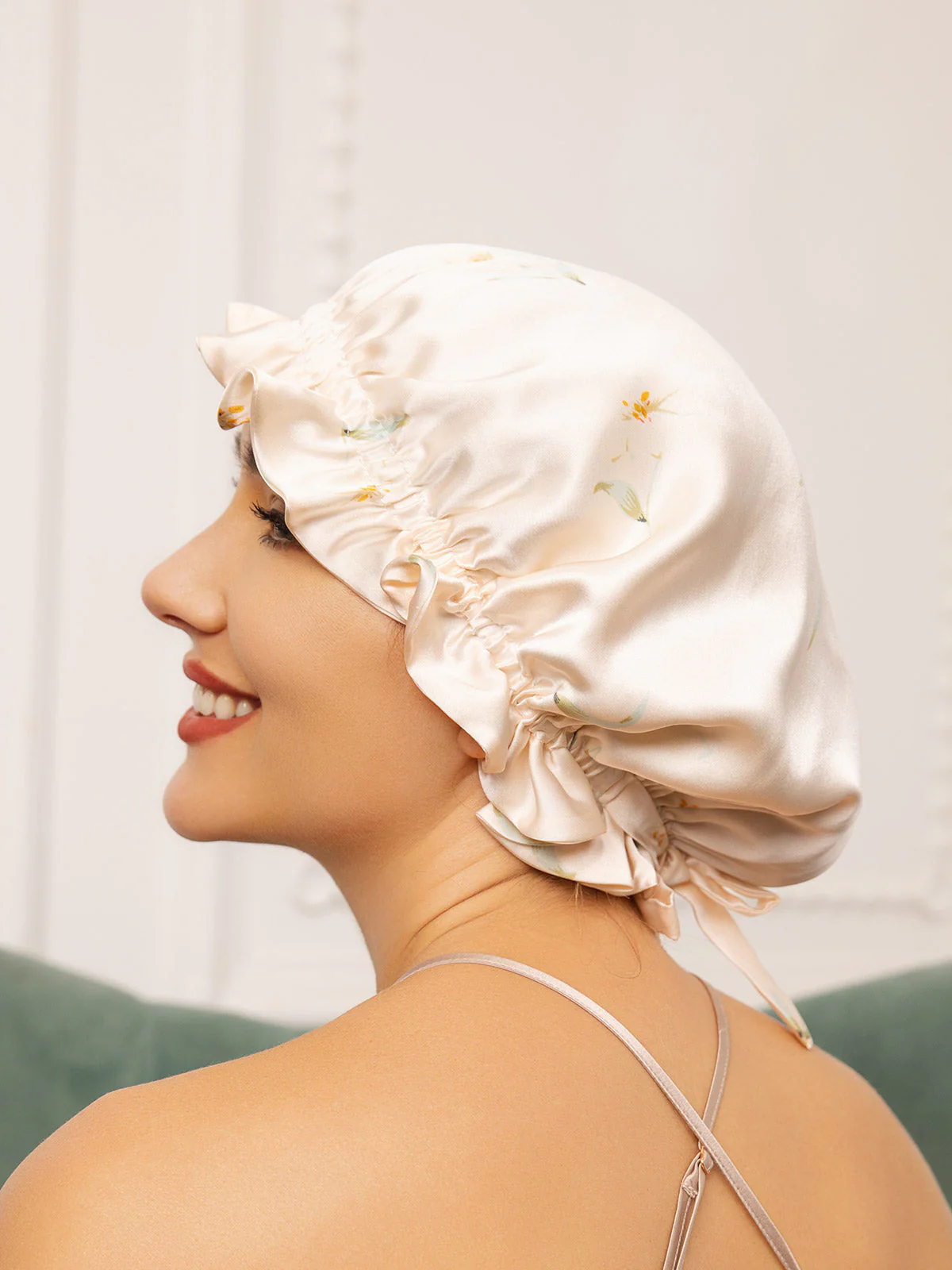 Pure Silk Double Layer Bonnet with Ribbon - Image 29