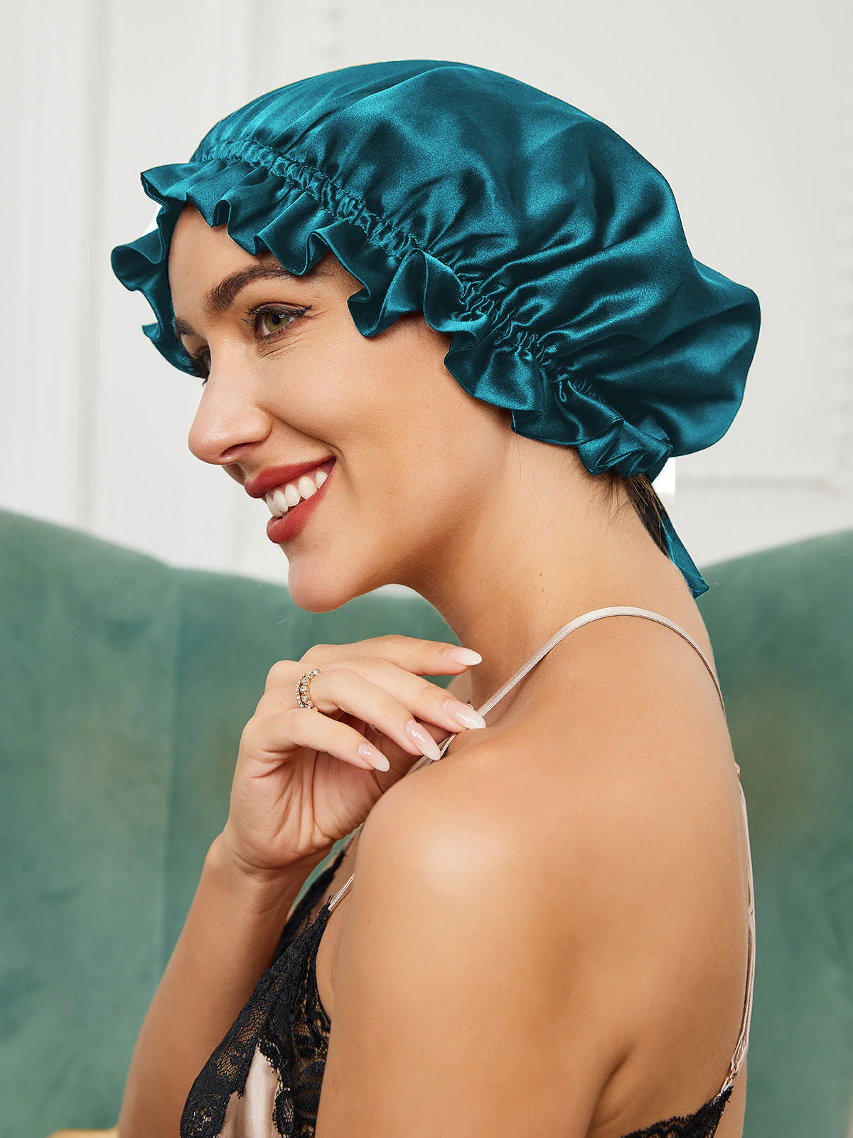 Pure Silk Double Layer Bonnet with Ribbon - Image 30