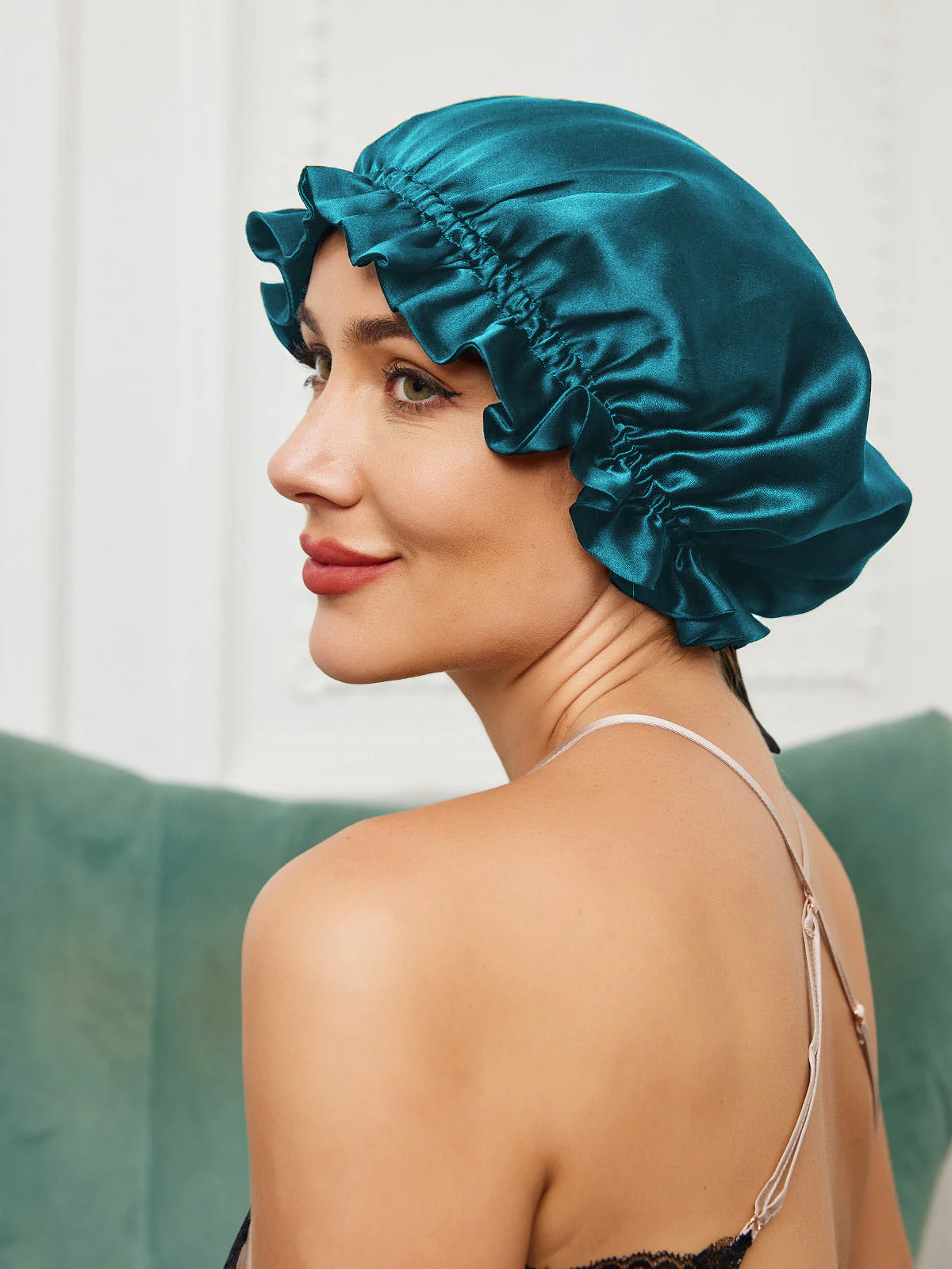 Pure Silk Double Layer Bonnet with Ribbon - Image 31