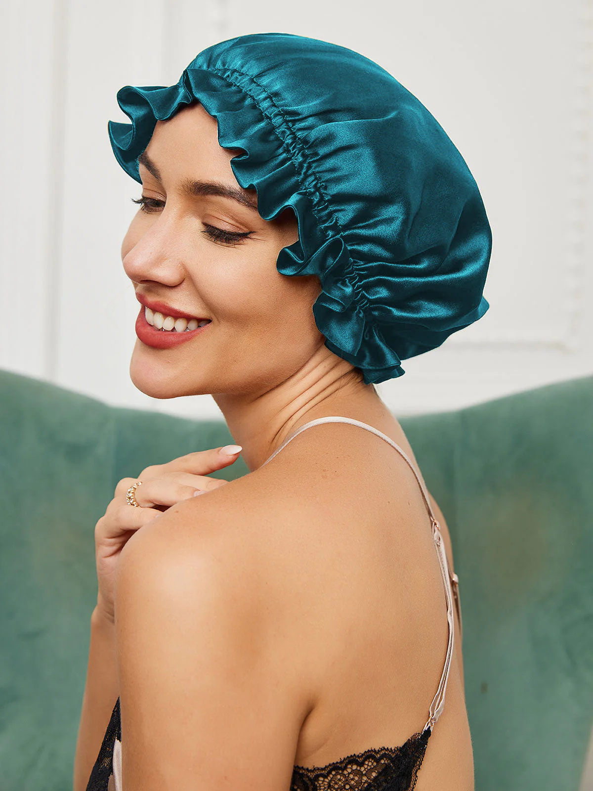 Pure Silk Double Layer Bonnet with Ribbon - Image 32