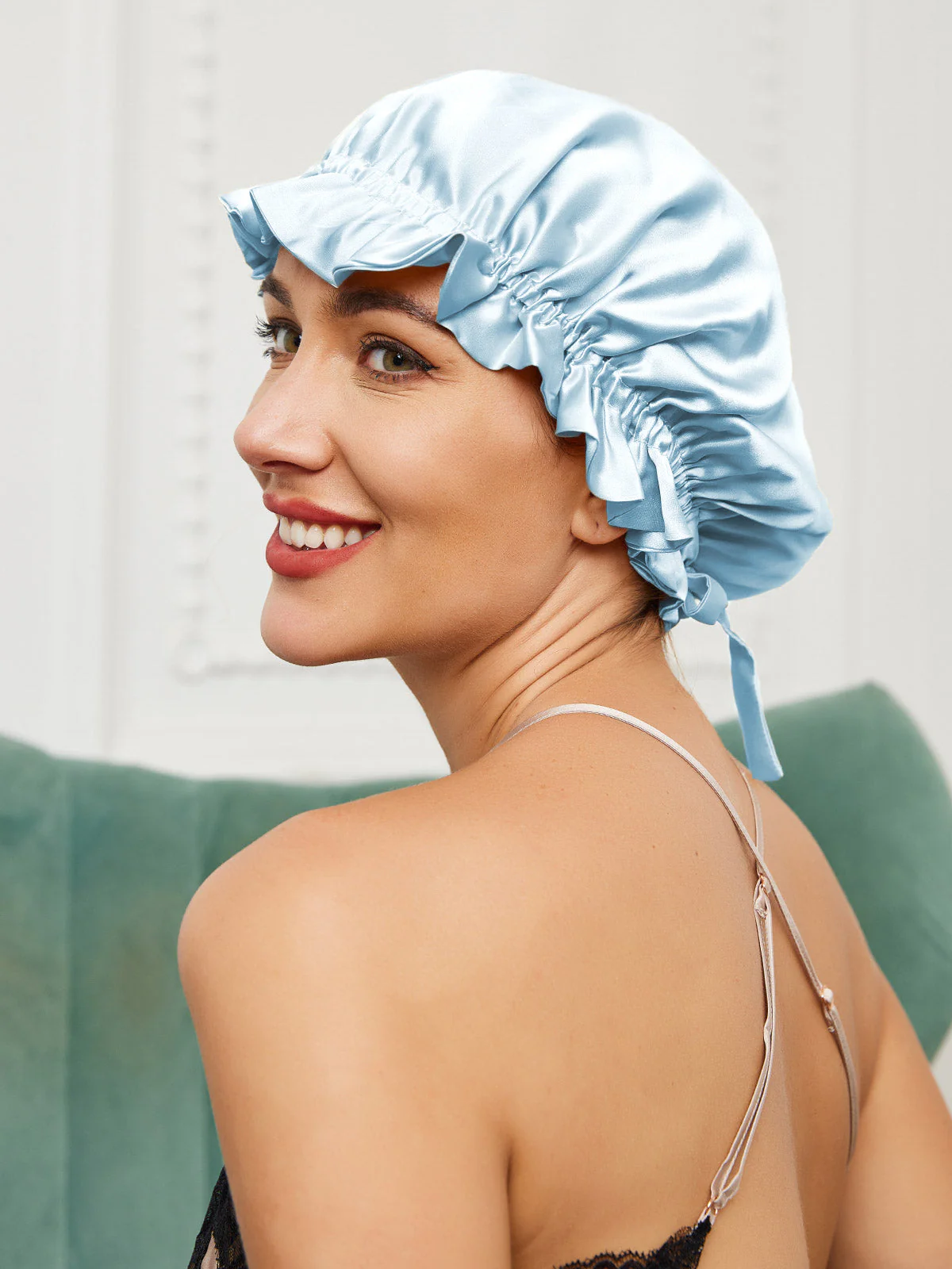 Pure Silk Double Layer Bonnet with Ribbon - Image 36
