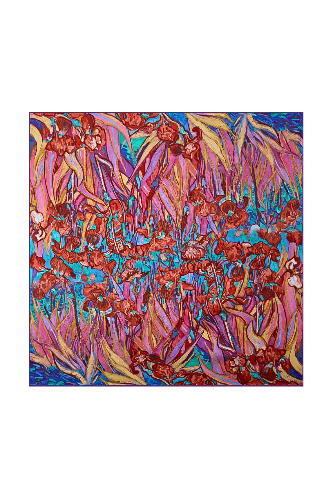 Pure Silk Floral Pattern Square Scarf - Size 53x53cm