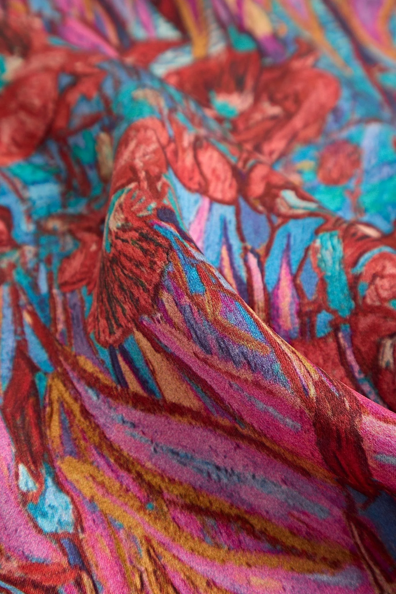 Pure Silk Floral Pattern Square Scarf - Size 53x53cm - Image 4