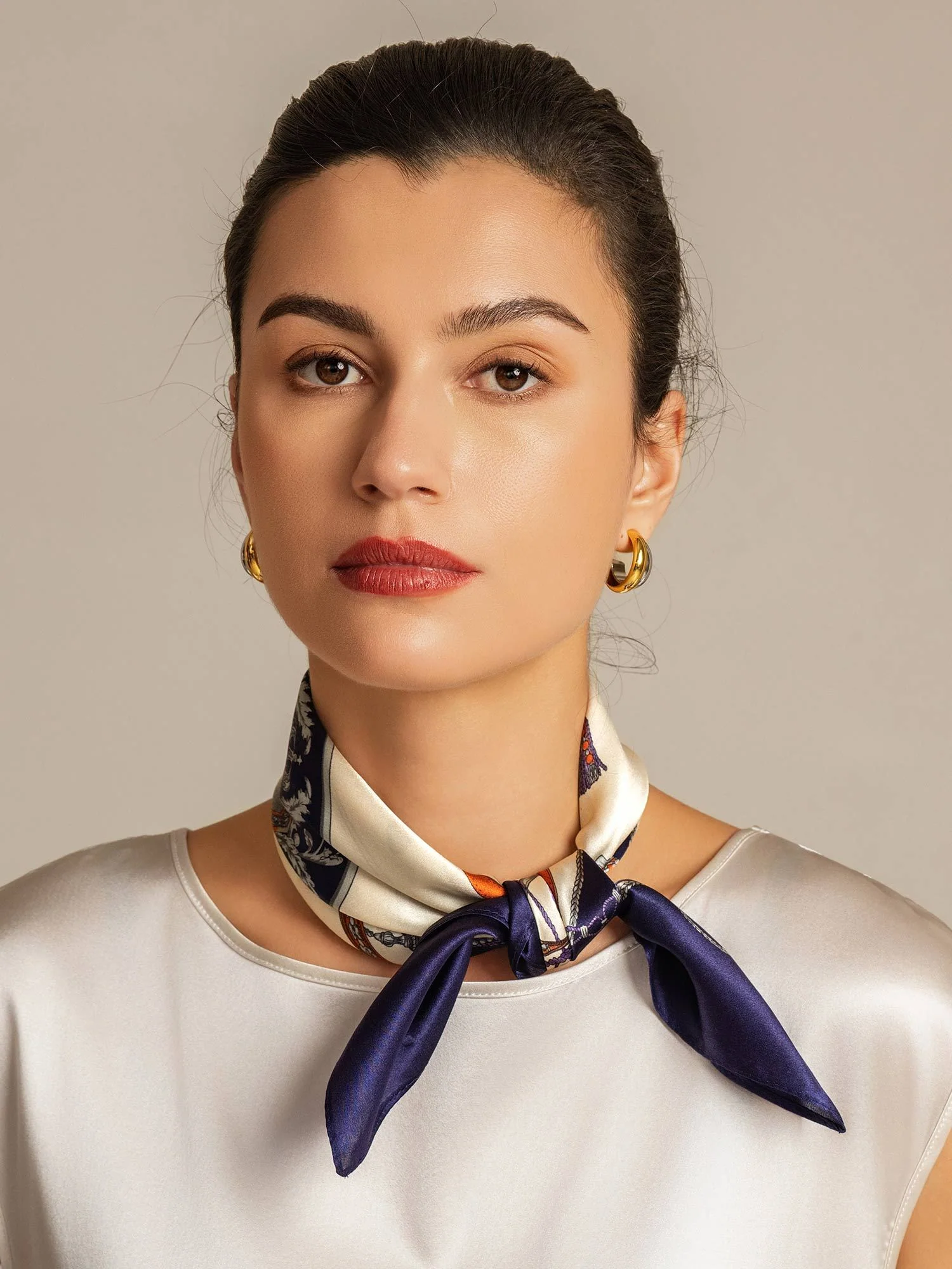 Pure Silk Floral Square Scarf - Size 53x53cm - Image 3
