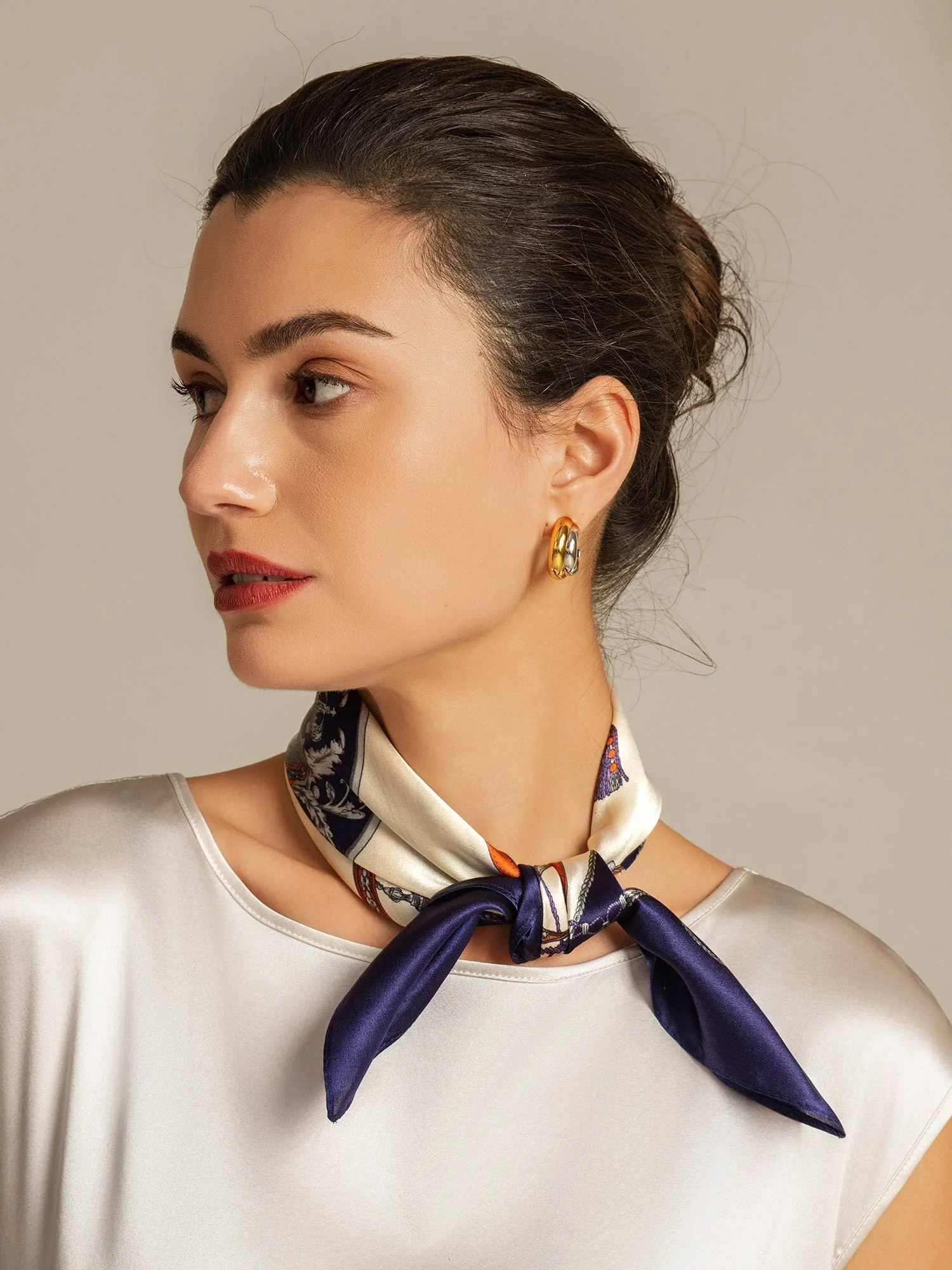 Pure Silk Floral Square Scarf - Size 53x53cm - Image 4