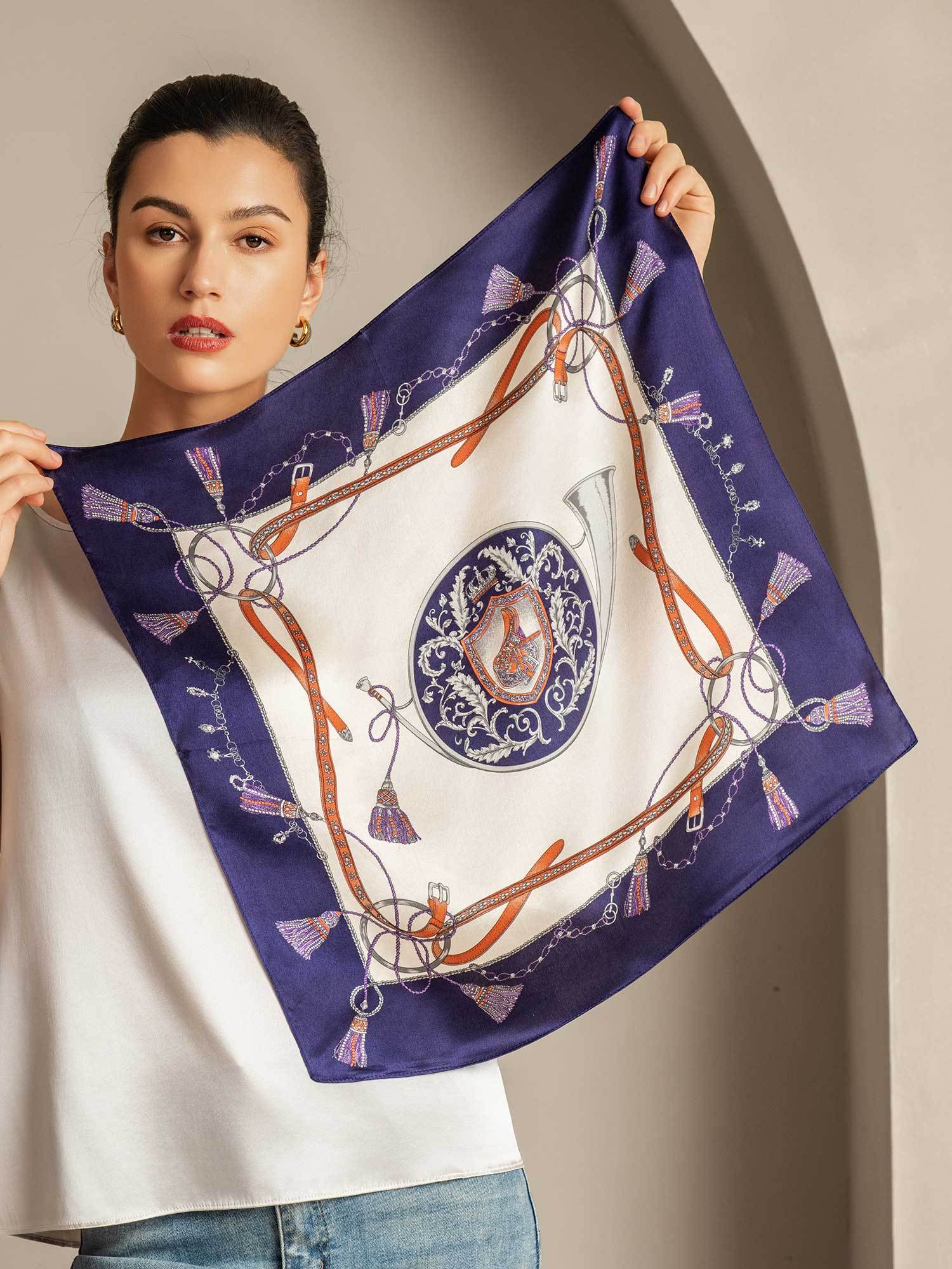 Pure Silk Floral Square Scarf - Size 53x53cm - Image 6