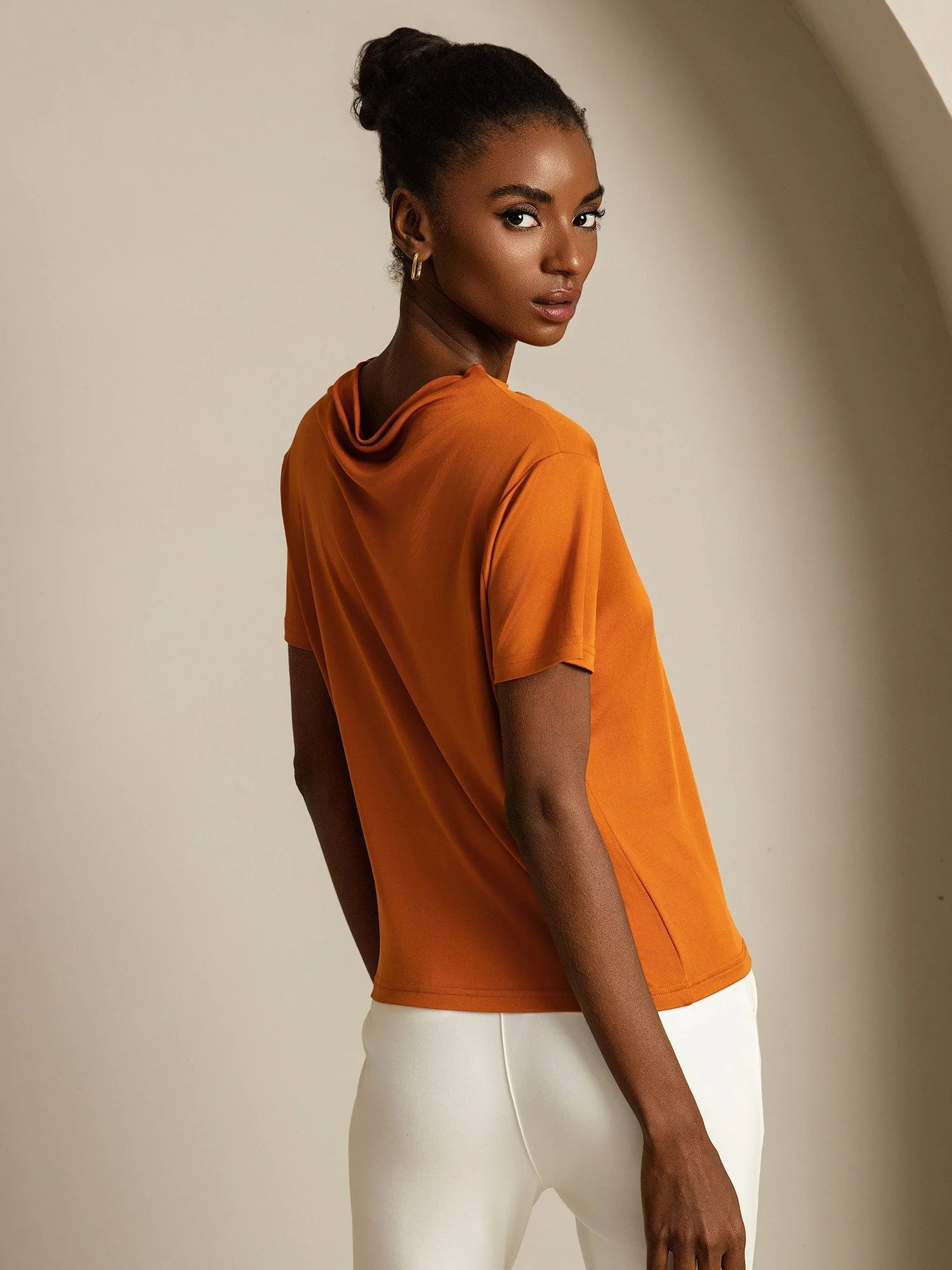 Pure Silk Short Sleeve Mock Women's T-Shirt - Image 27