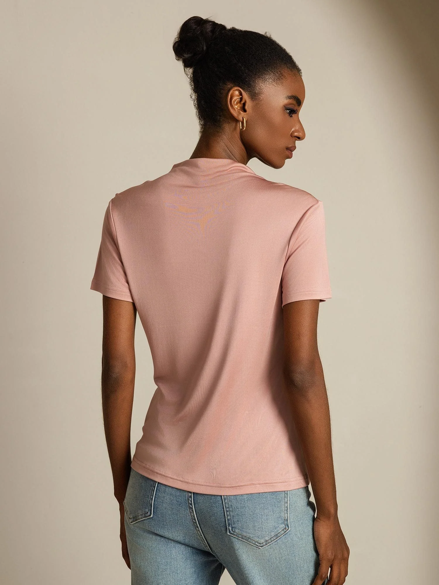 Pure Silk Short Sleeve Mock Women's T-Shirt - Image 34